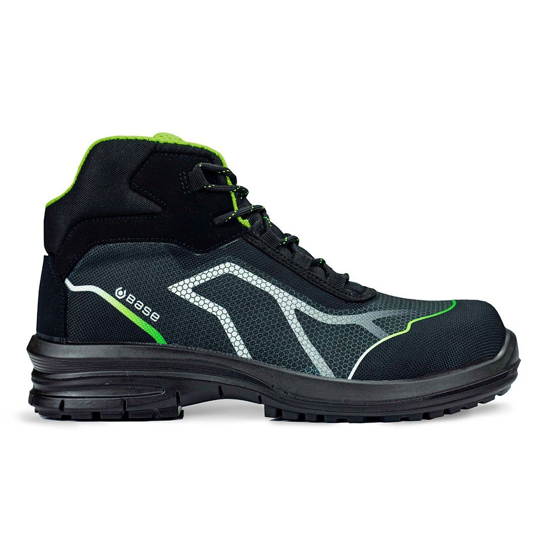 Sicherheitsschuhe S3 metallfrei TOP (Knöchelstiefel) schwarz/grün Base Footwear OREN Sicherheitsschuh knöchelhoch