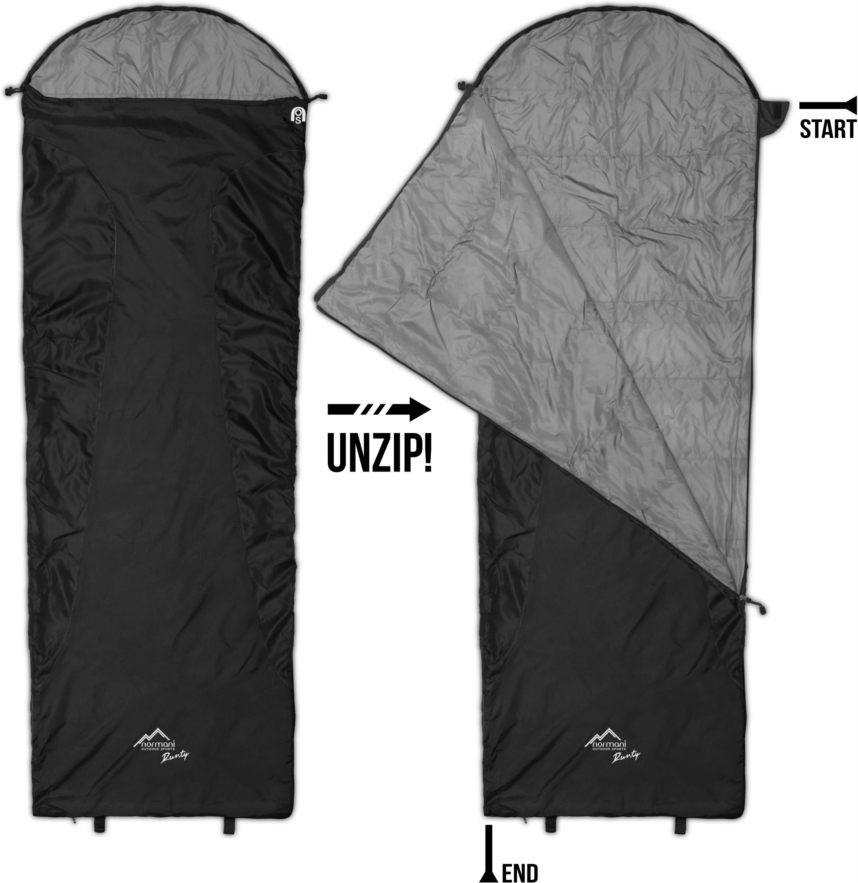 normani Deckenschlafsack Ultralight-Schlafsack (RV rechts) Runty, Ultraleicher, kompakter Einzelschlafsack mit 3D Microtech - 570 g