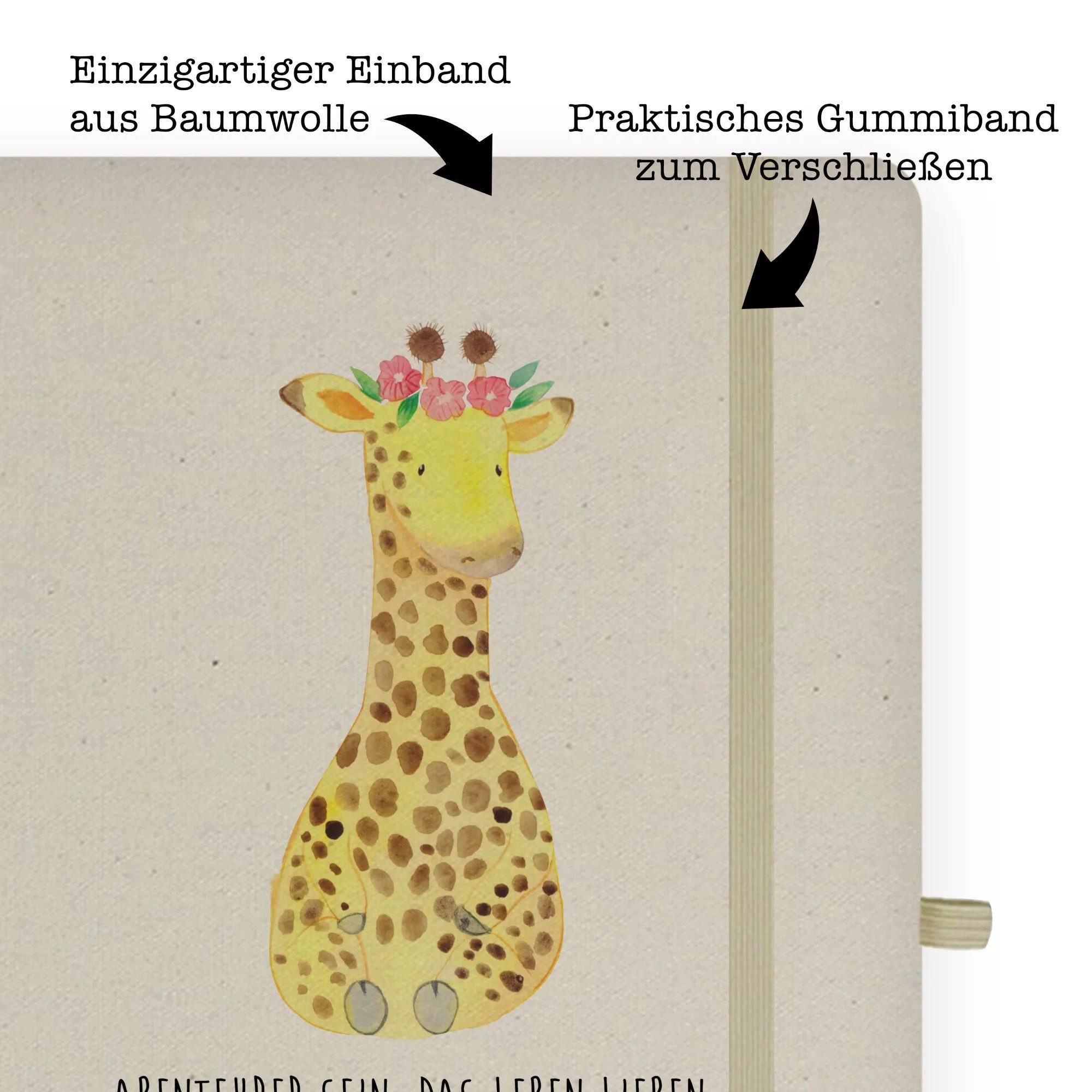 Thumbnail - Mr. & Mrs. Panda Notizbuch Giraffe Blumenkranz - Transparent - Geschenk, Natur Notizbuch A4, Fre Mr. & Mrs. Panda, Langl...