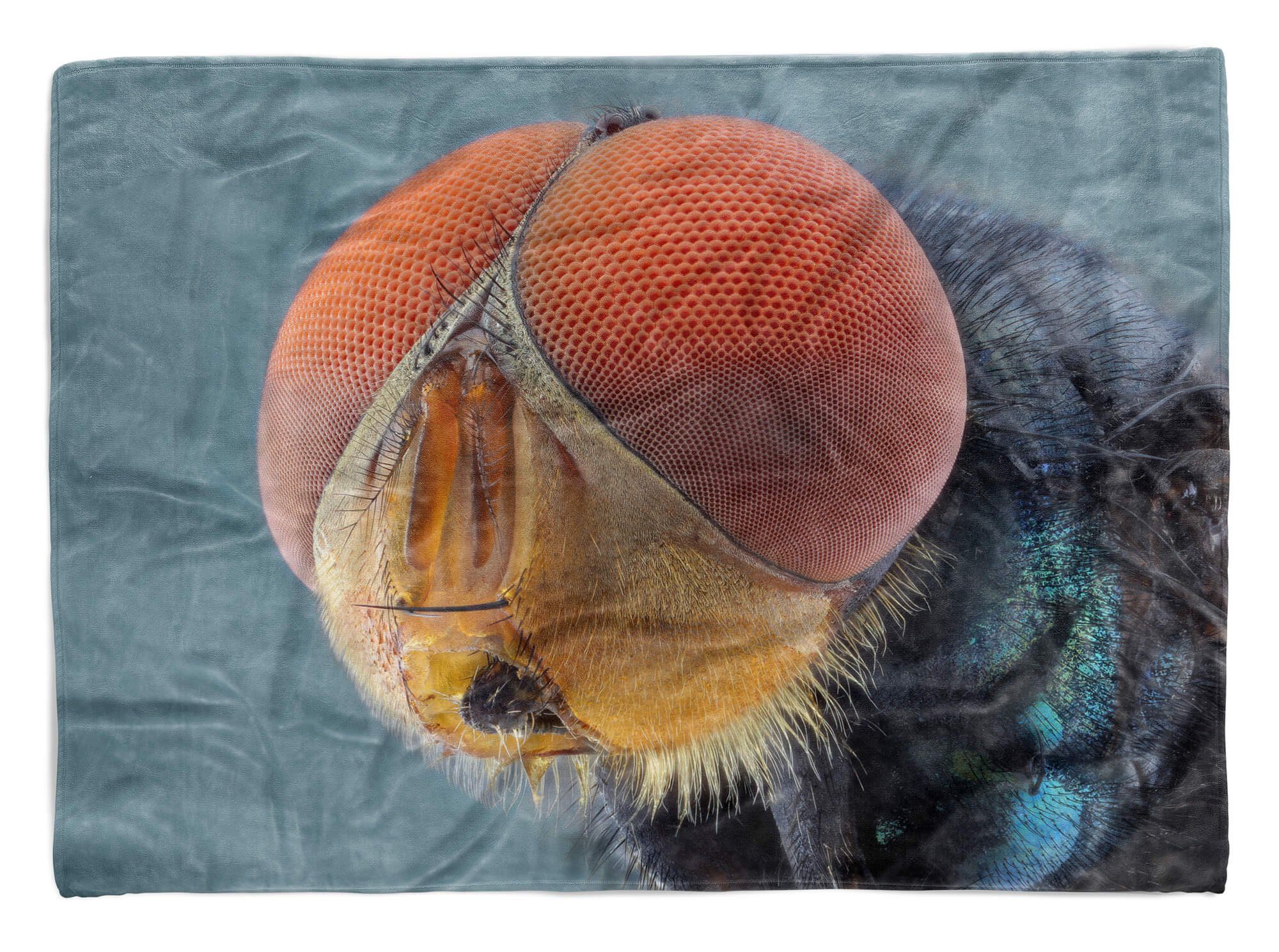 Sinus Art Handtücher Handtuch Strandhandtuch Saunatuch Kuscheldecke mit Tiermotiv Fliege Fliegenauge, Baumwolle-Polyester-Mix (1-St), Handtuch