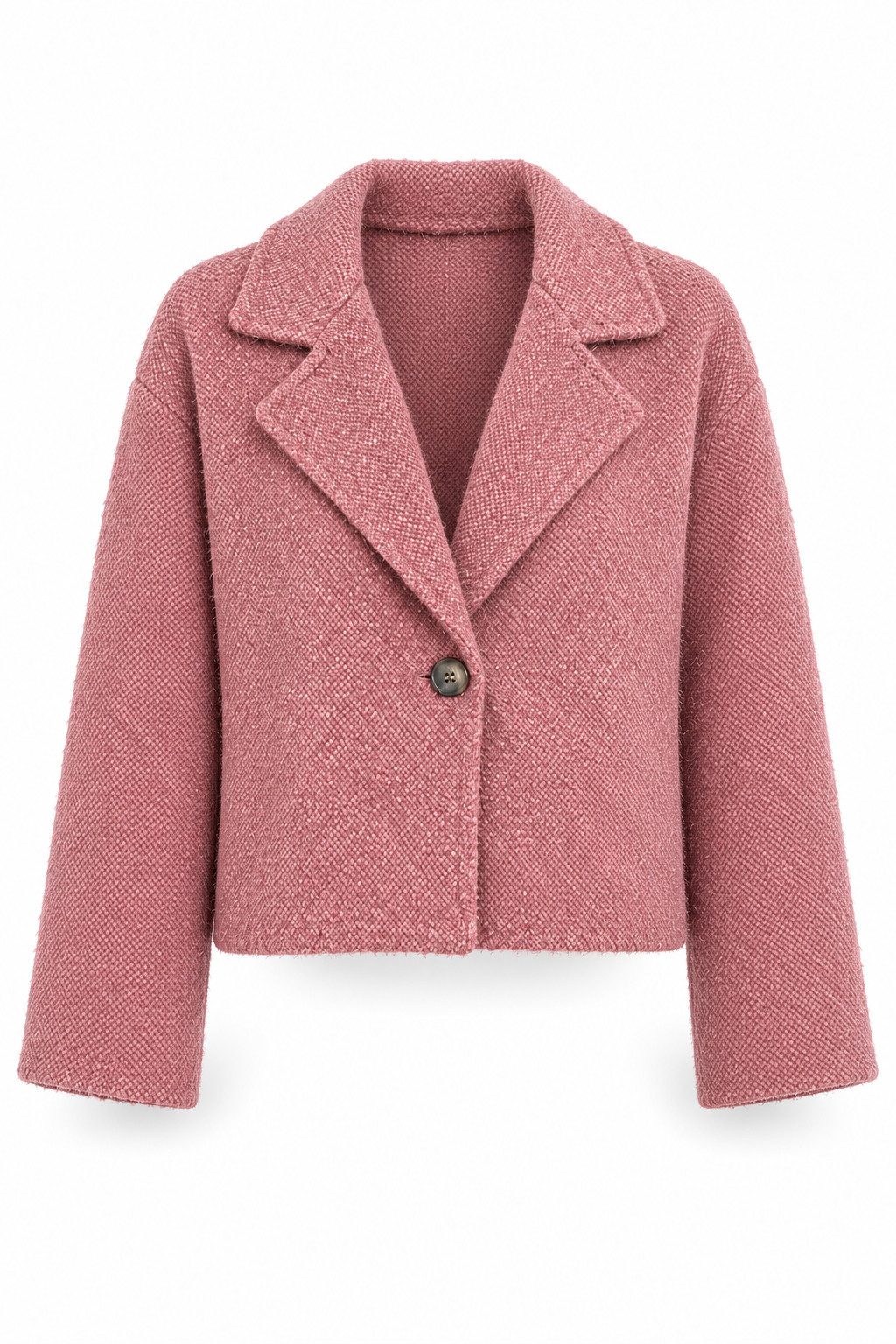 ITALY VIBES Jackenblazer - Modischer Cropped Damenblazer aus Flauschstrick mit Reverskragen ONE SIZE - passend von Größen XS bis L