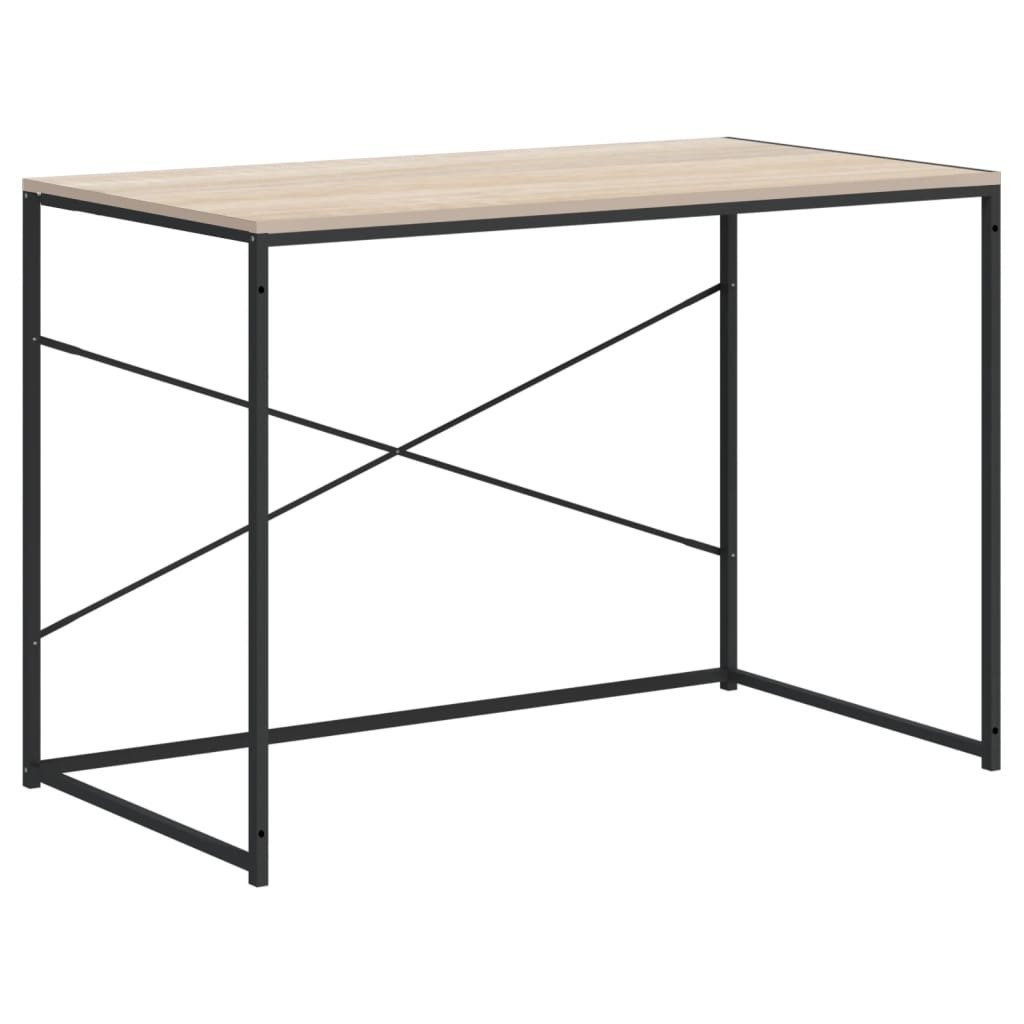 Schreibtisch Computertisch Schwarz und Eiche-Optik 110x60x70cm Holzwerkstoff