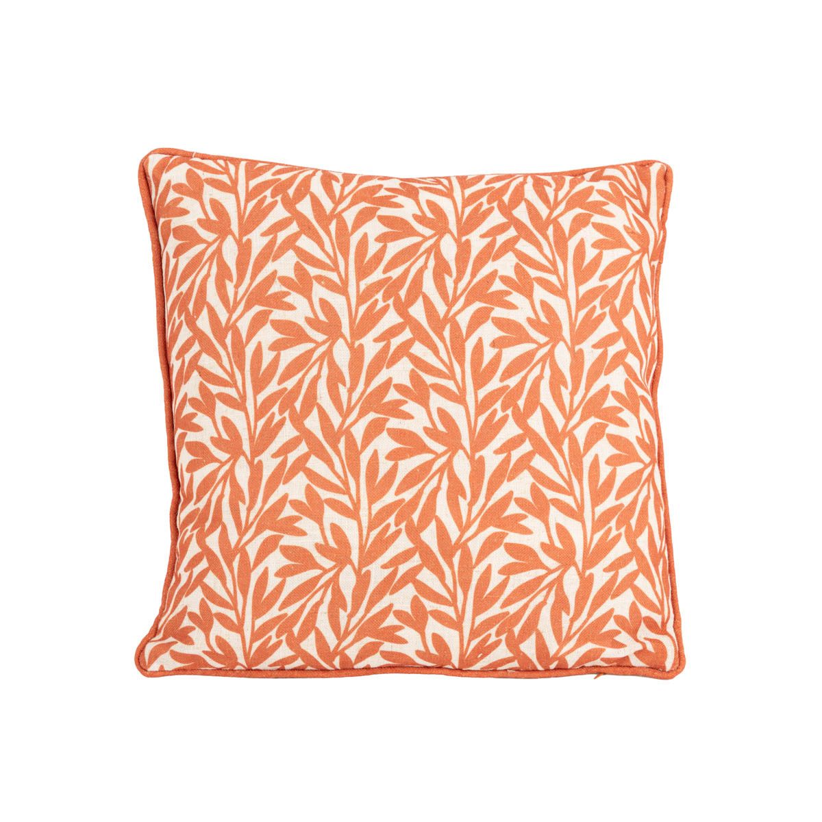 SCHÖNER LEBEN. Dekokissen Dekokissen Blätter Leinenstruktur Kederumrandung weiß orange 40x40cm, doubleface,Kederumrandung