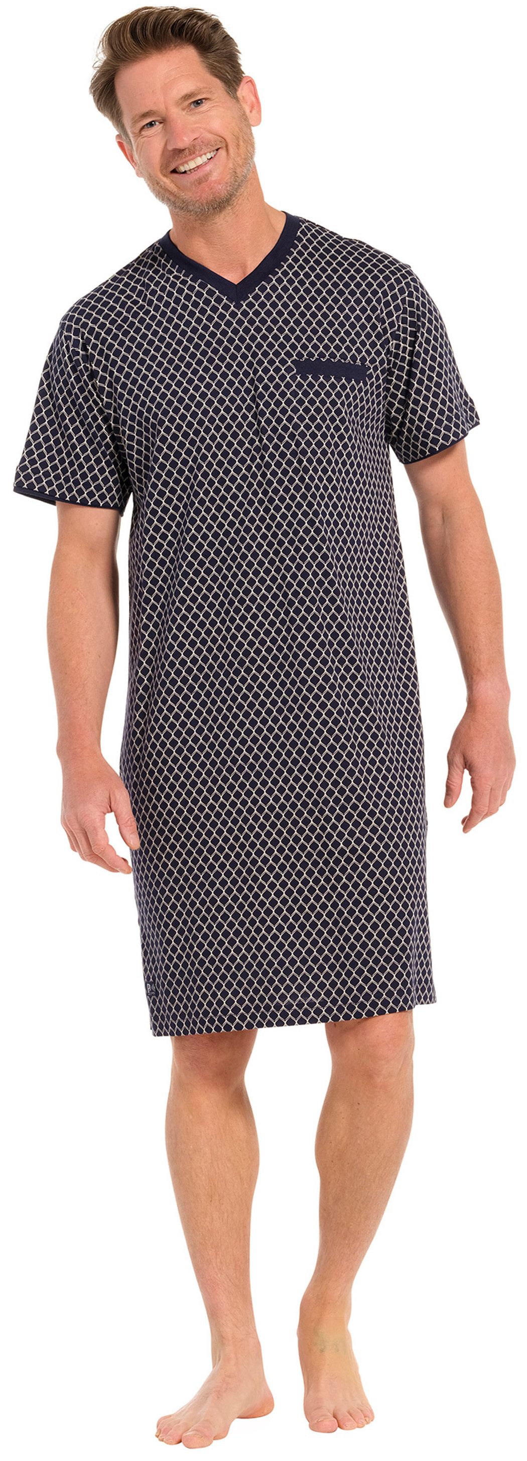 Pastunette Nachthemd Herren Schlafshirt mit kurzem Arm (1-tlg) Modisches Design