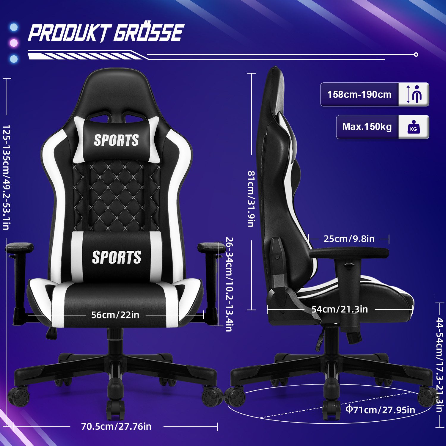 Hiazurm Gaming-Stuhl Gaming Stuhl, Bürostuhl Ergonomisch, günstig online kaufen