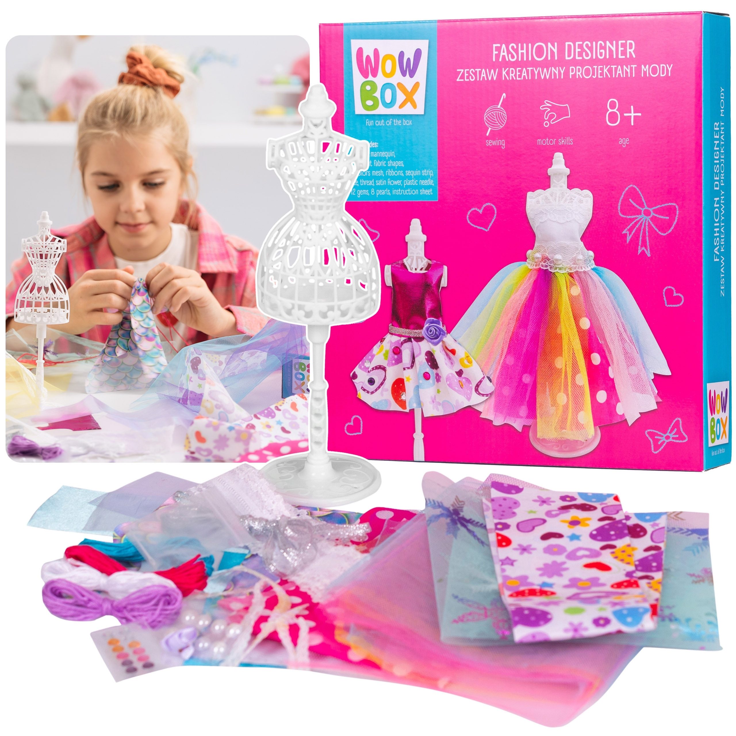 WOW Stickerbuch WOW BOX – Kreativset für Kinder, Set zum Entwerfen von Kleidung DIY 8+