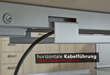 bümö Schreibtisch elektrisch Bluetooth & App XDLR - Höhe: elektrisch höhenverstellbar, Rechteck: 180 x 80 cm - Dekor: Nussbaum - Gestell: Silber