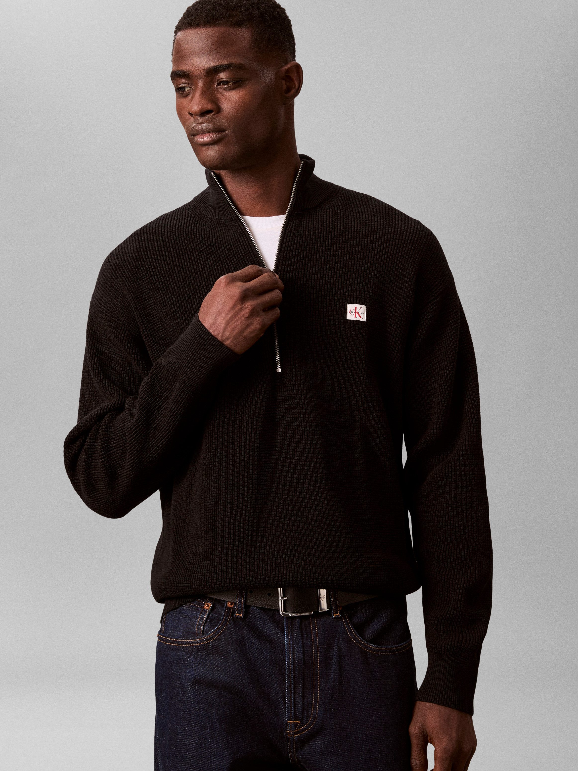 Calvin Klein Jeans Strickpullover Troyerkragen mit günstig online kaufen