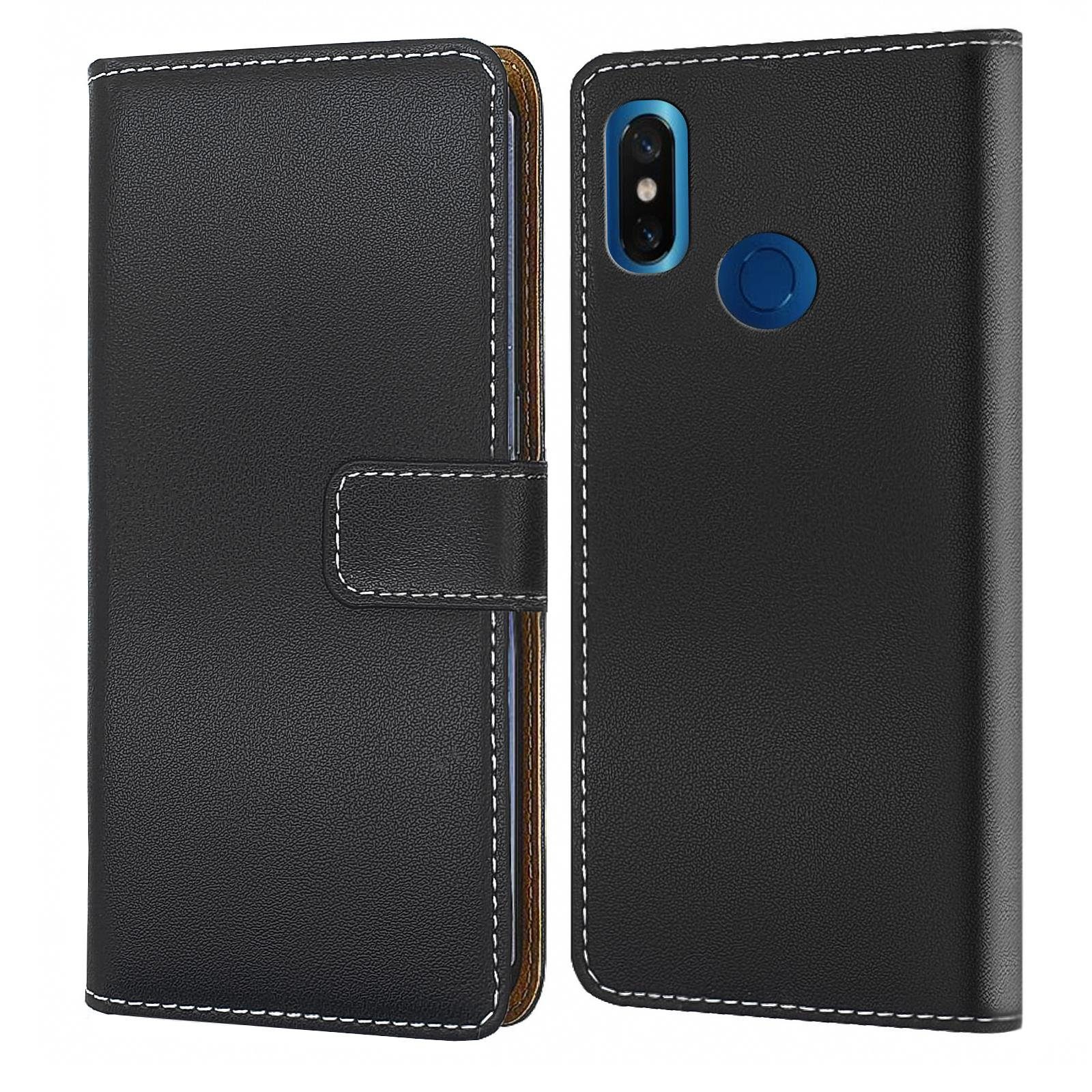 Numerva Handyhülle Bookstyle Etui Handytasche für Xiaomi Mi 8, Schutzhülle Klapphülle Flip Cover Schwarz