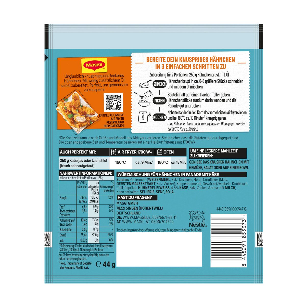 MAGGI Gewürz, Maggi Fix Airfryer Knusper Hähnchen Käse Würzmischung Packung 44g