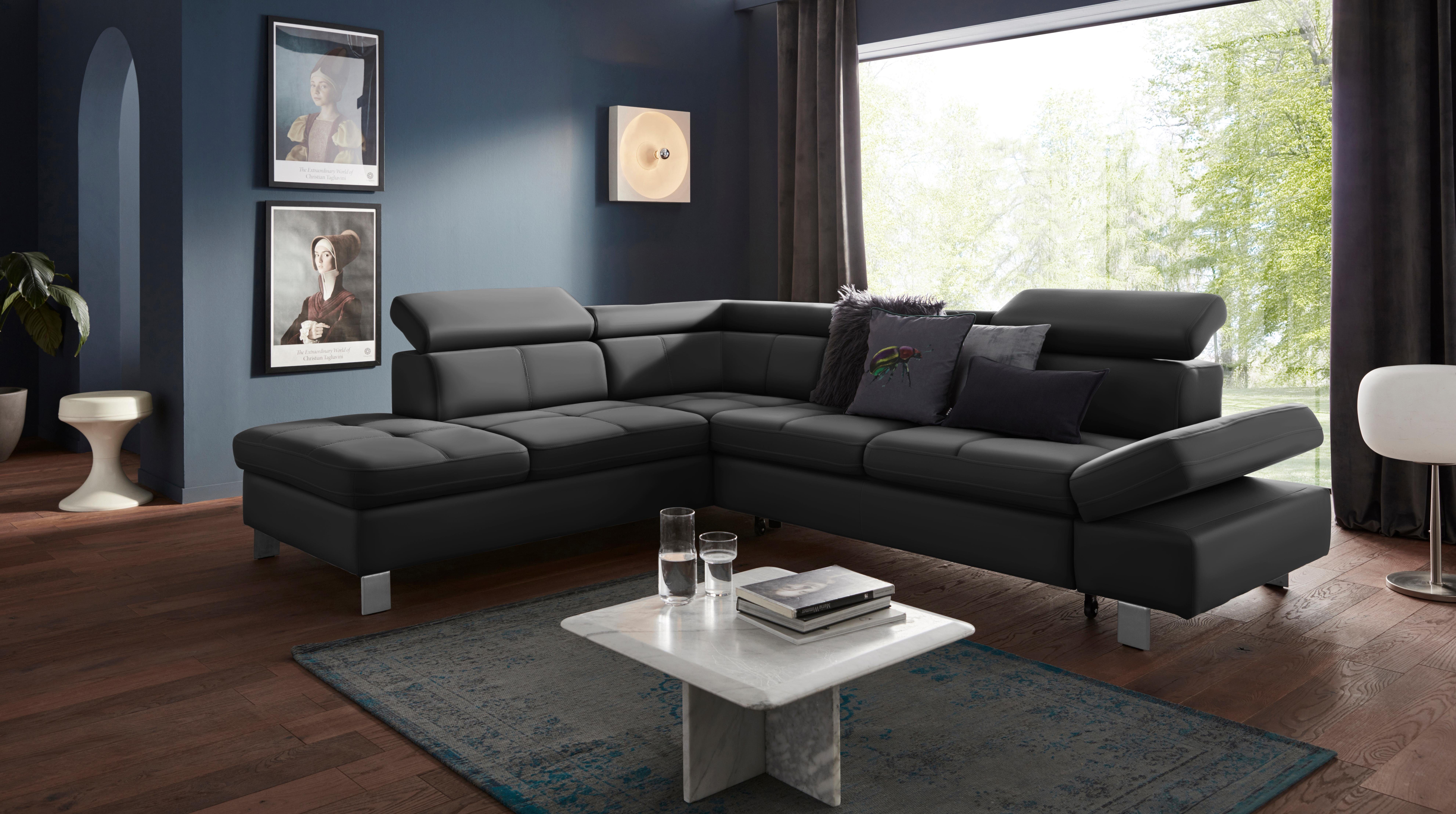 exxpo - sofa fashion Ecksofa Fiji, bequem, inkl. Arm- & Kopfteilverstellung, Breite 272cm, L-Form, mit Kopf- bzw. Rückenverstellung, wahlweise mit Bettfunktion