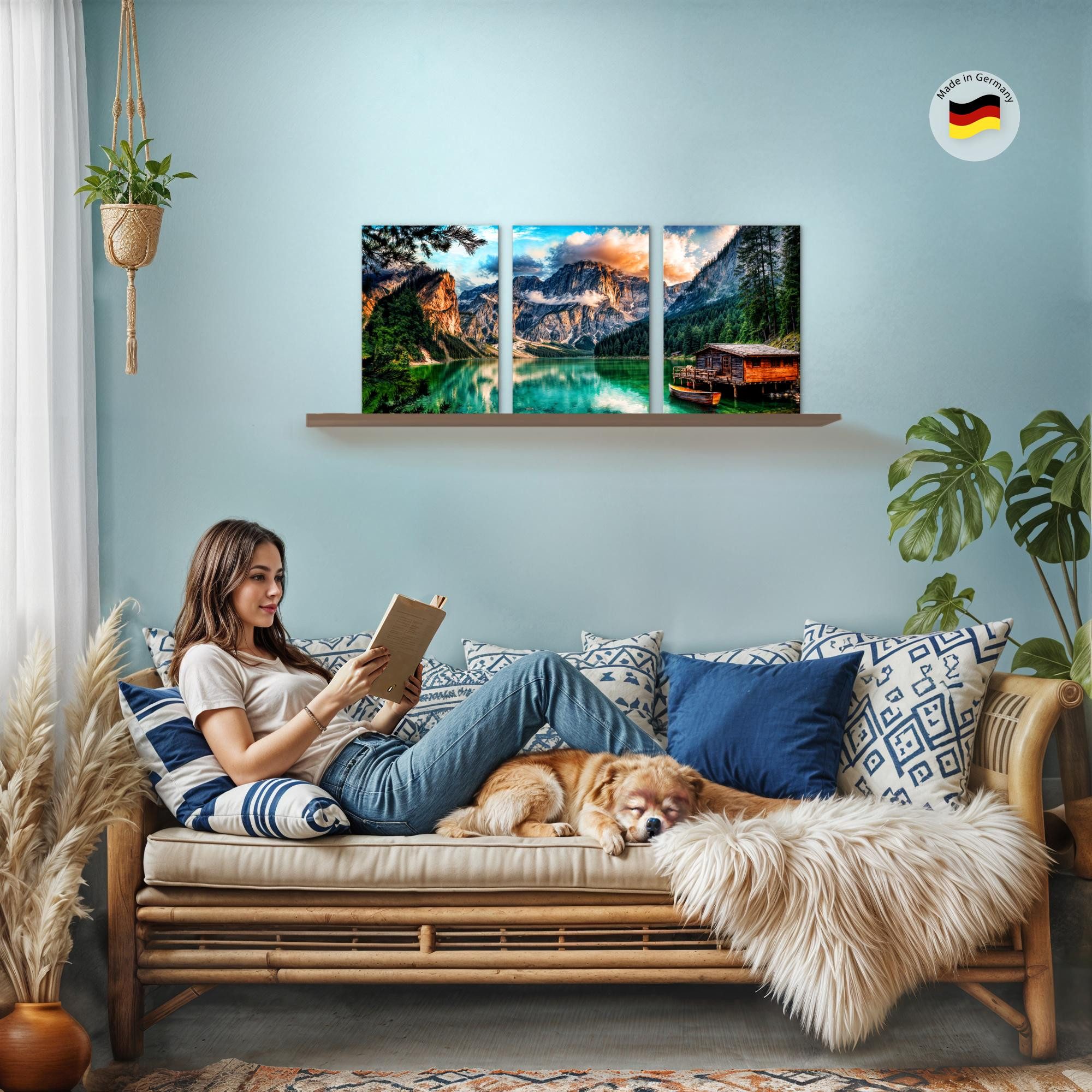 Novart Wandbild Boho Abstrakt Wohnzimmer Schlafzimmer Dekoration Kunstdruck, See – Bild 3 von 5