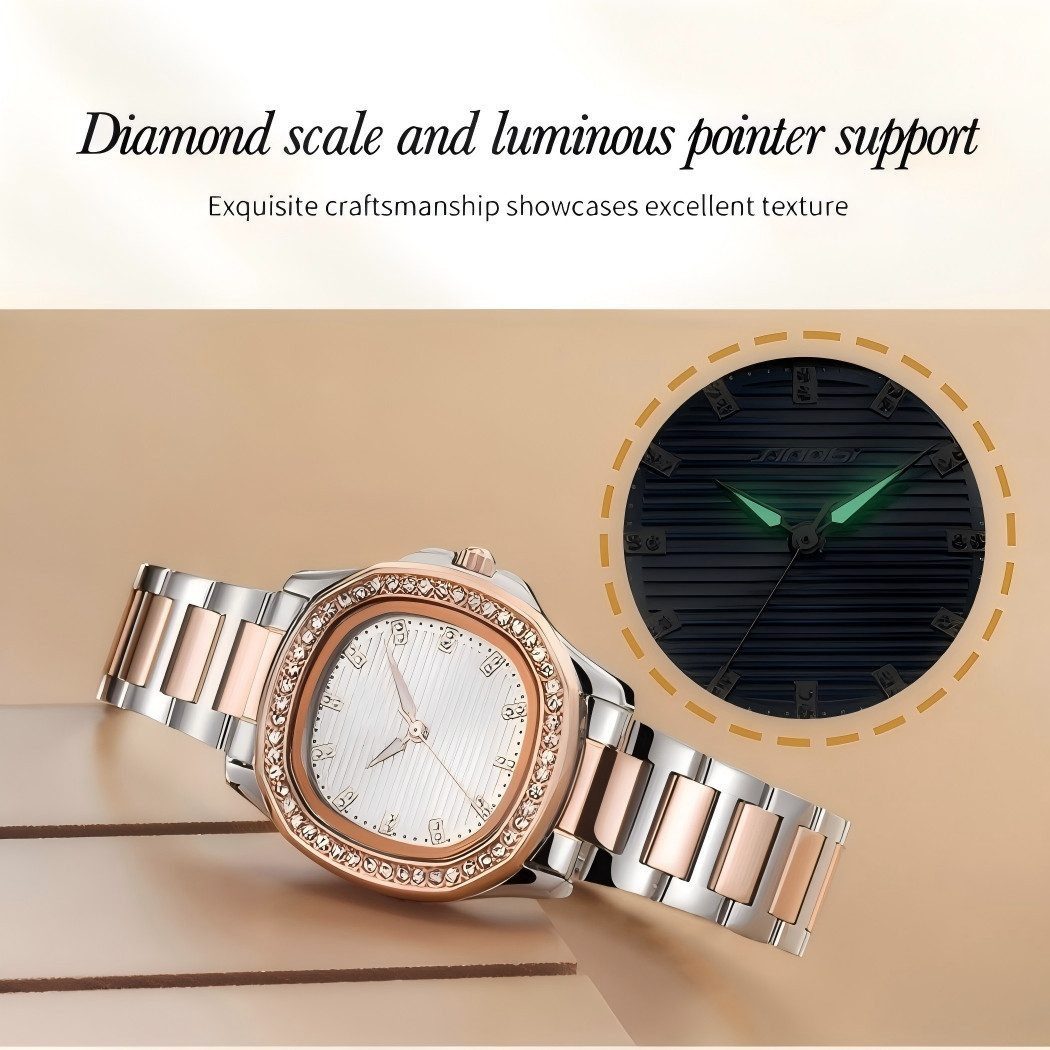ibettertec Quarzuhr Quarzuhr, Armbanduhr Damenuhr, (Multifunktionsuhr Armbanduhr, Chronograph Damenuhr Glassteine, ideal auch als Geschenk)