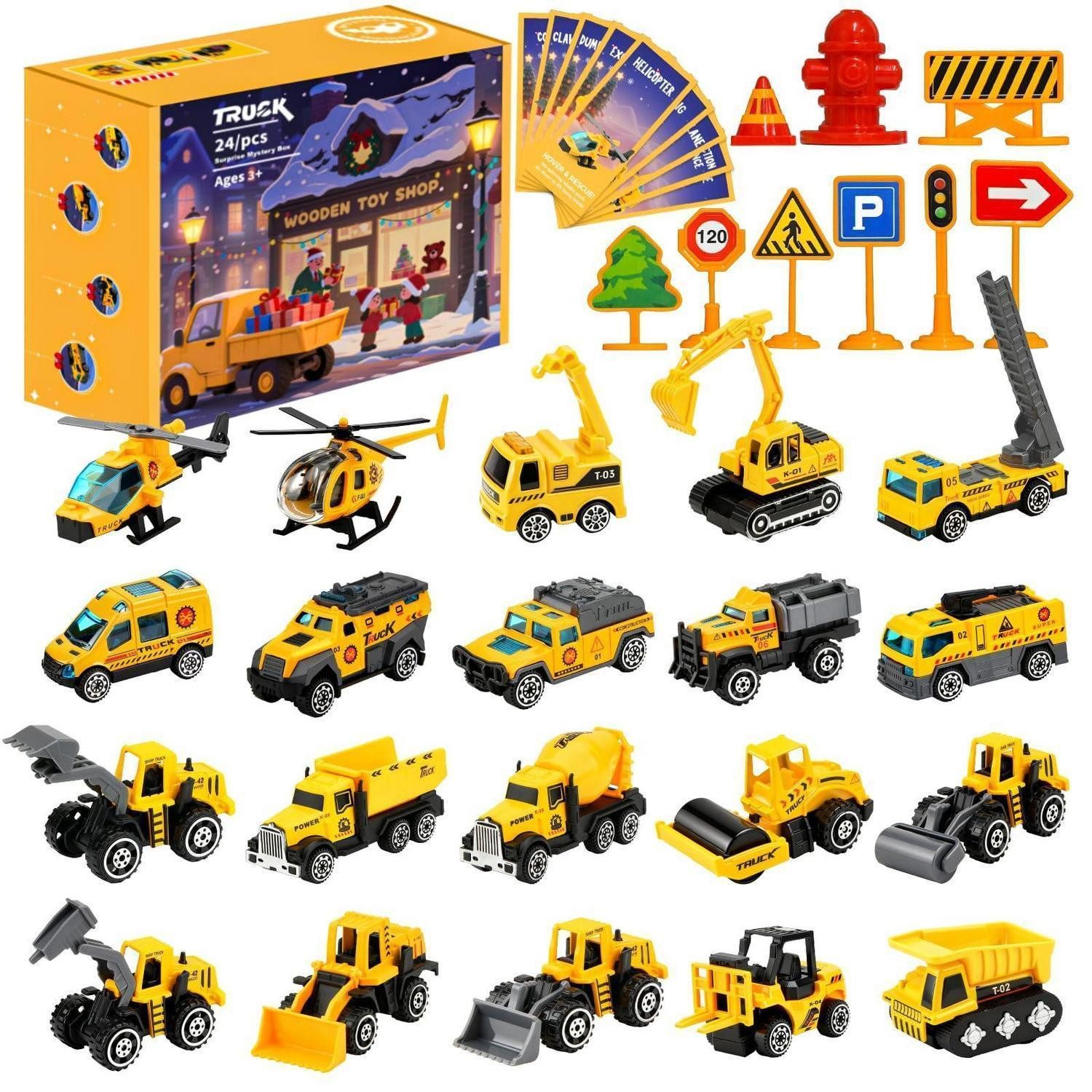 LuxusKollektion Spielzeug-Adventskalender Adventskalender Kinder 24 Tage LKW Baustelle Geschenk