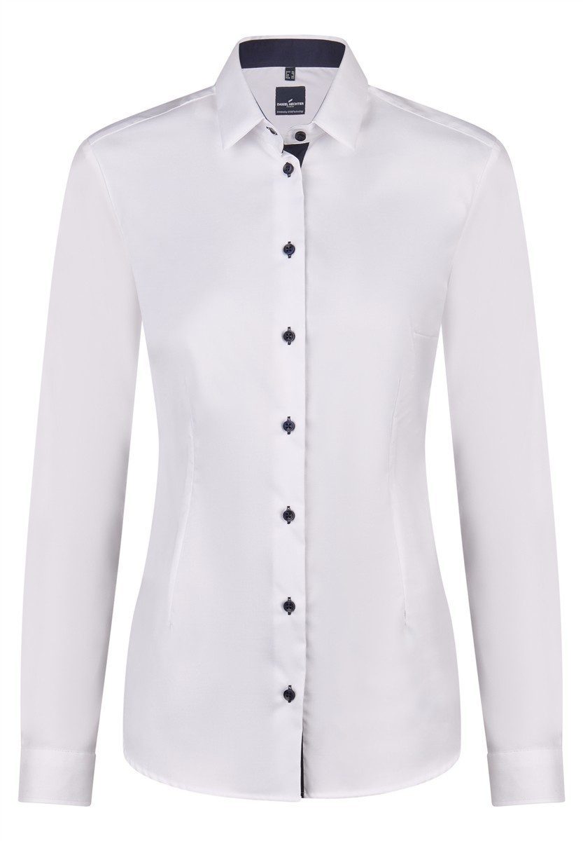 HECHTER PARIS Klassische Bluse HECHTER Paris ESSENTIALS Damen Bluse Kent Modern-Fit Weiß