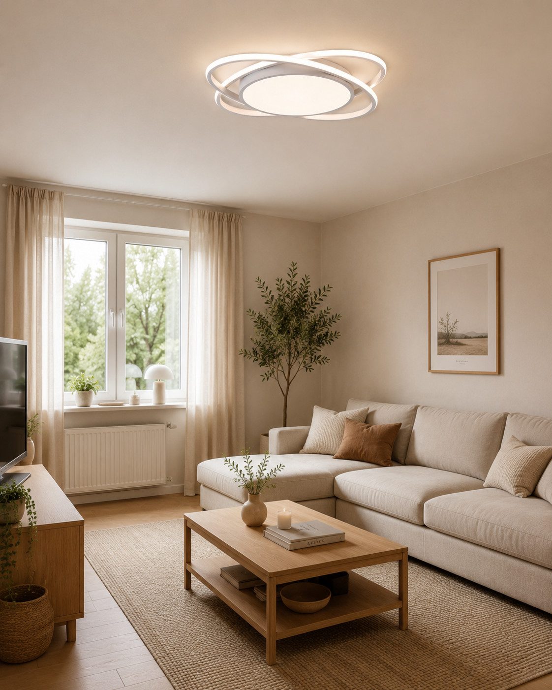 Fyrove Deckenleuchten LED Deckenlampe Ø53cm,Dimmbar mit Fernbedienung für Wohnzimmer, 62W3000-6500k, LED fest integriert, Modern Runde Wohnzimmer Schlafzimmer Arbeitszimmer Esszimmer Dekoration Lampen, Mit Speicherfunktion.Lichtfarbe- und Helligkeit einstellbar