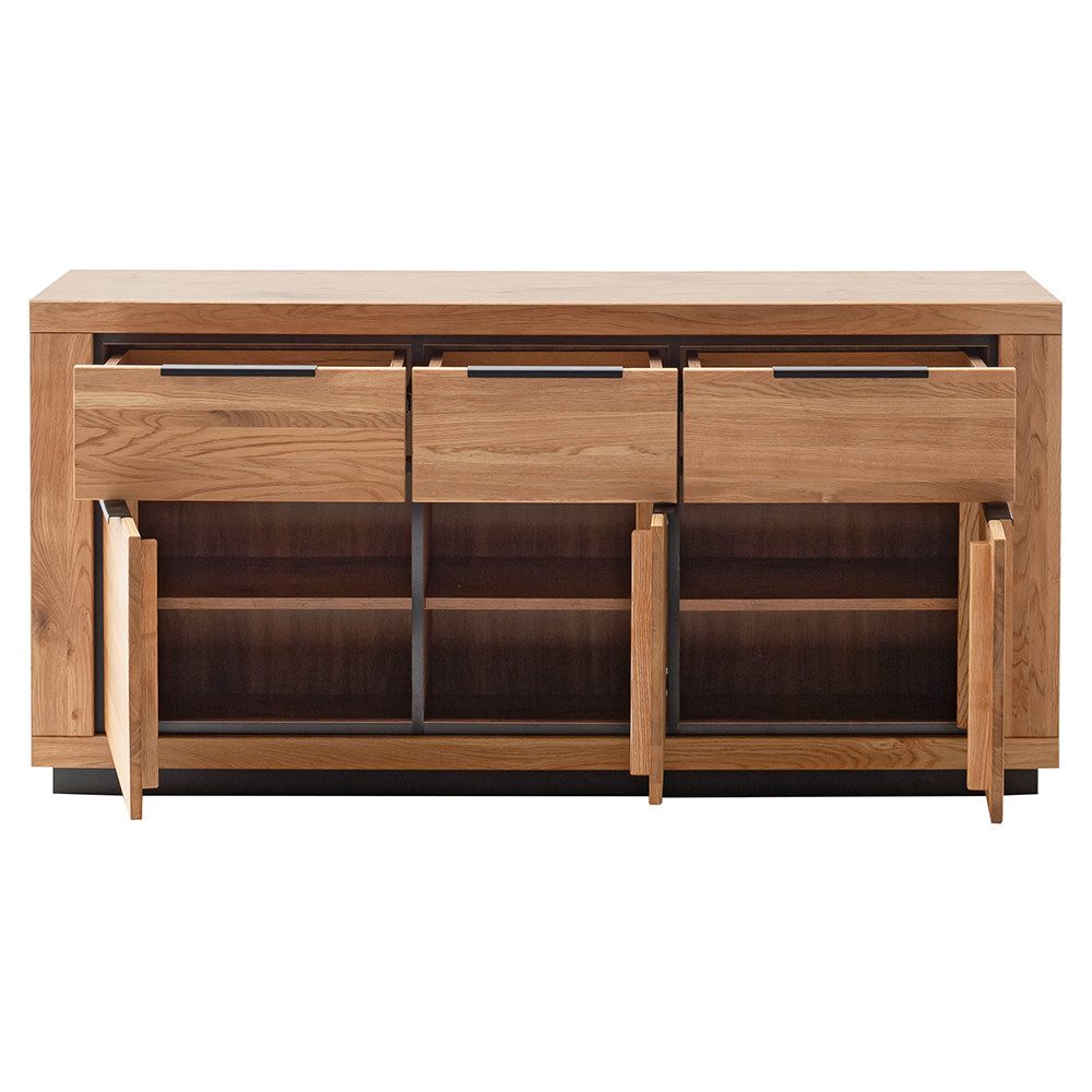 Lomadox Sideboard GIUSTINO-06, Eiche teilmassiv geölt, Massivholzfronten, 163cm breit