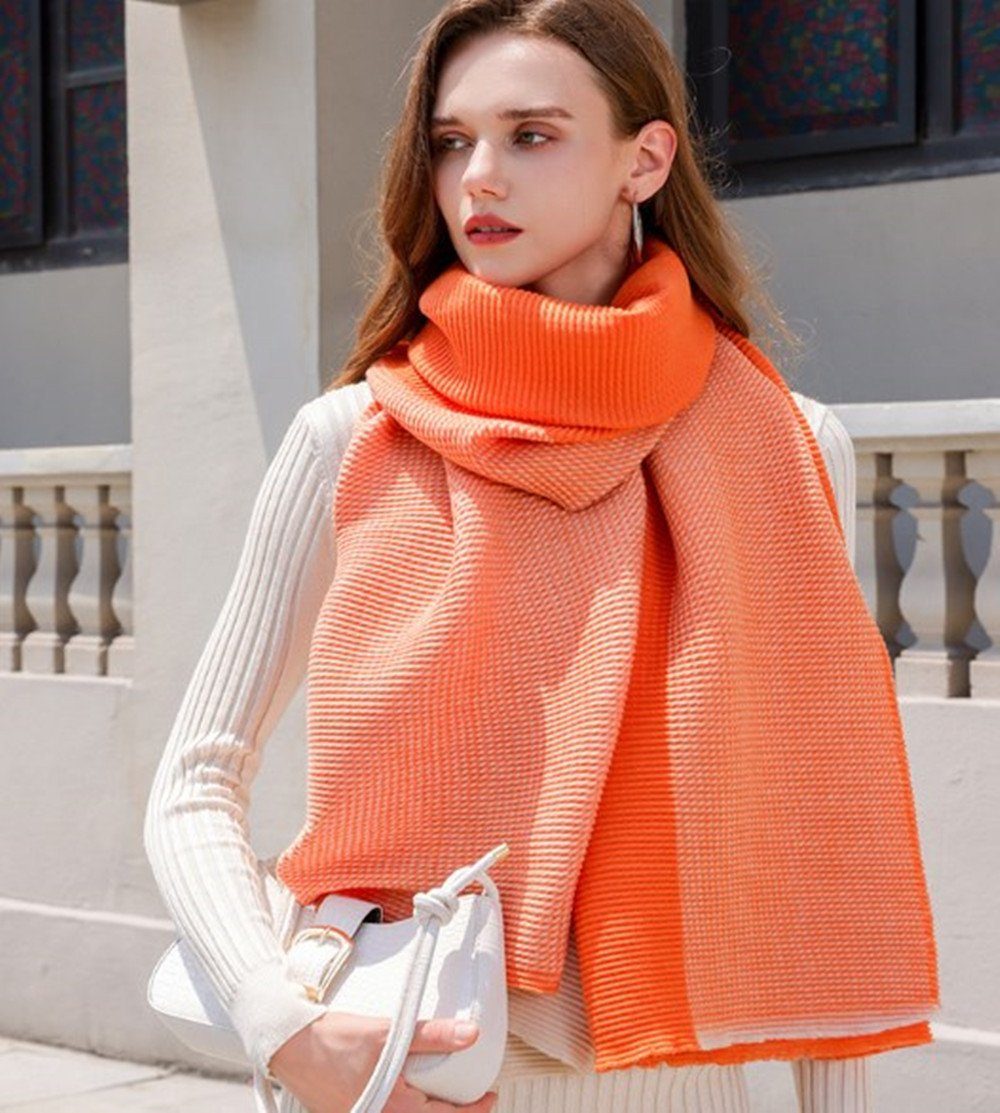 Geschenk zweiseitige Winter in Qualität, Linie,Damen Modeschal Poncho Schal,XL Frauen orange für XDeer Halstuch Schal verschiedenen Damen Farben feine