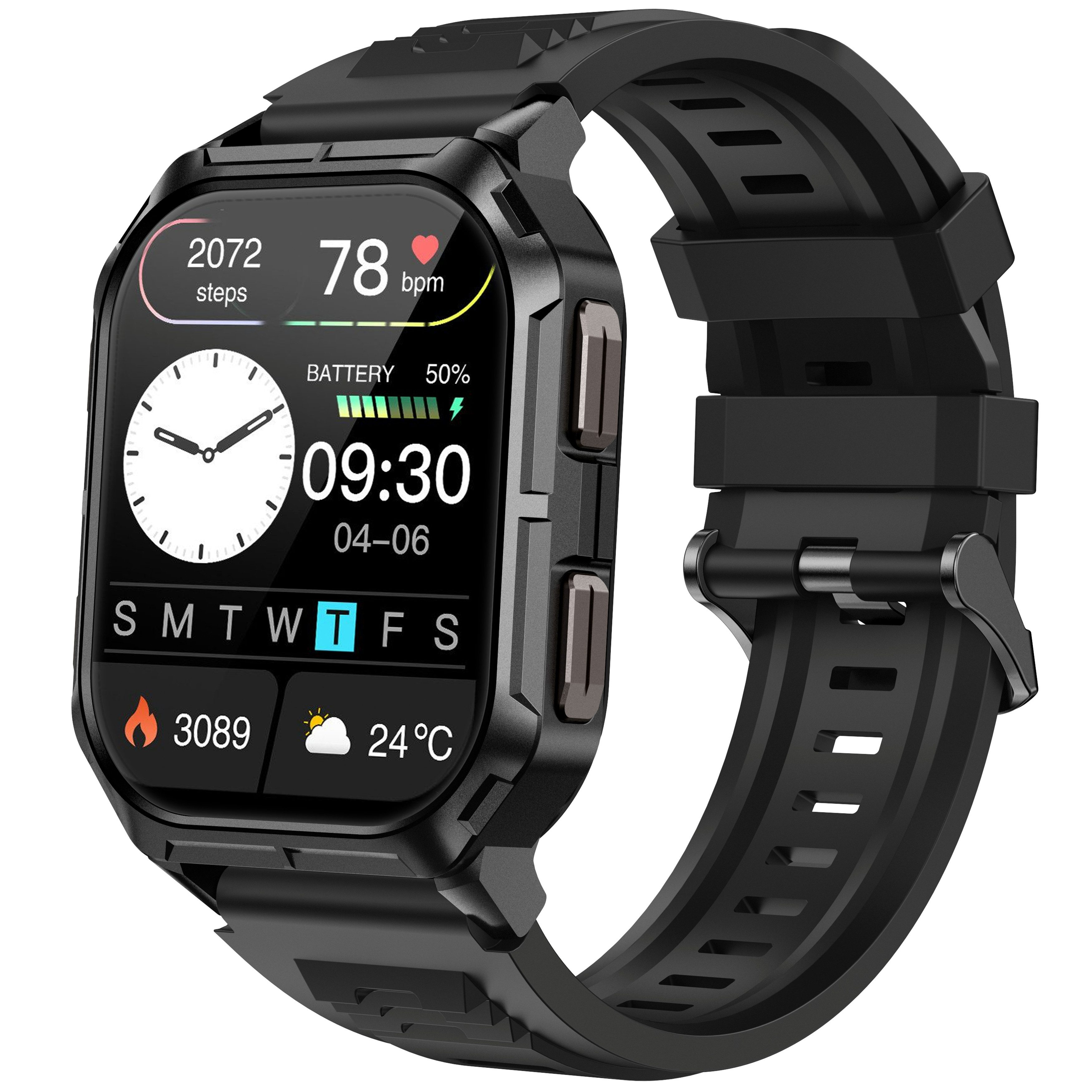 Sytifro Smartwatch Herren, Outdoor Sportuhr, Neue FitnessTracker Uhr, AMOLED Smartwatch, IP68 Wasserdicht Fitness Uhr mit 120+ Sportmodi, Fitness Tracker mit 24/7 Herzfrequenz/SpO2/Schlafmonitor/Schrittzähler, Bluetooth 5.3 Uhr Herren, 350mAh Batterie, verfügbar für Android 5.0+ / iOS 9.0+