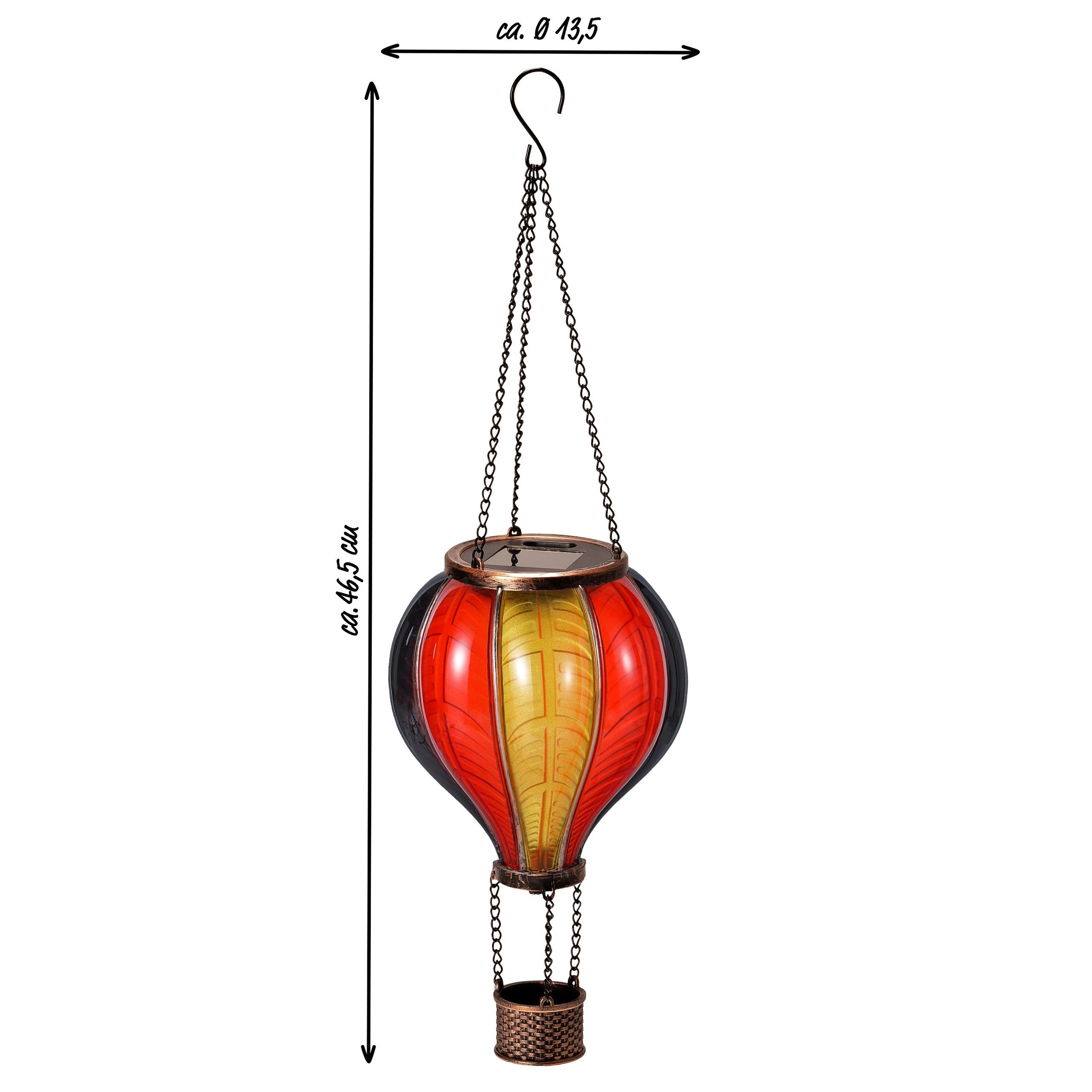 IC Gardenworld LED Solarleuchte LED Solar Heißluftballon mit Flammeneffekt Beleuchtung zum Aufhängen, LED fest integriert, warm-weiß mit Flammeneffekt, 20 warm- – Bild 4 von 4