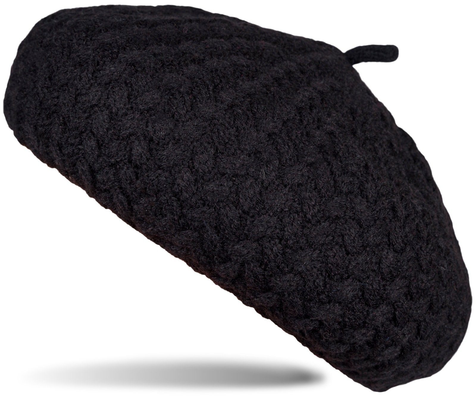 styleBREAKER Baskenmütze Feinstrick Baskenmütze mit Flechtmuster (1-St) günstig online kaufen