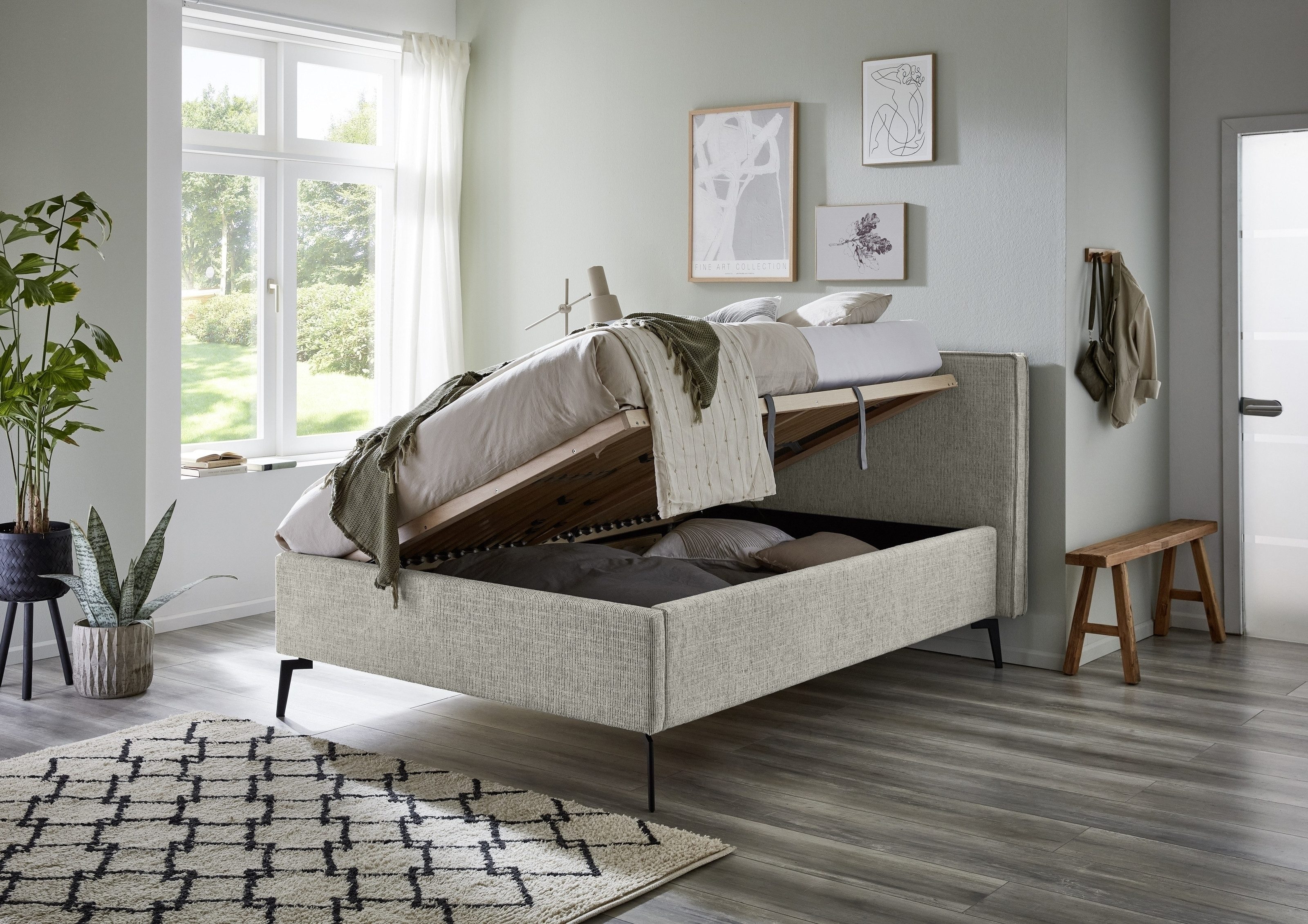 freiraum Polsterbett Riva, Liegefläche 140x200 cm, Greige, Stellmaß: 165x112x216cm (BxHxT)