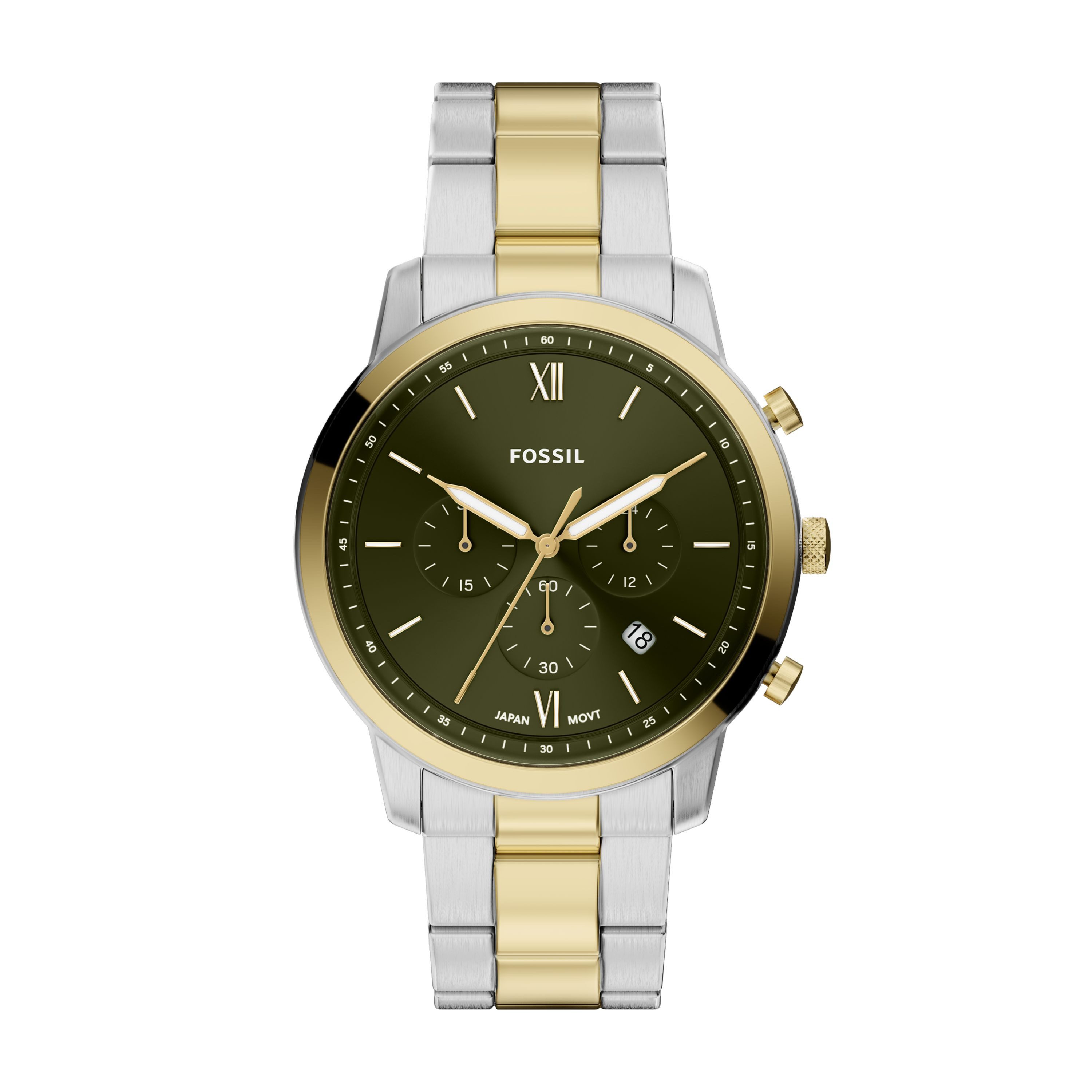 Fossil Chronograph Neutra FS6189, Quarzuhr, Armbanduhr, Edelstahlarmband, analog, Tag, Stoppfunktion