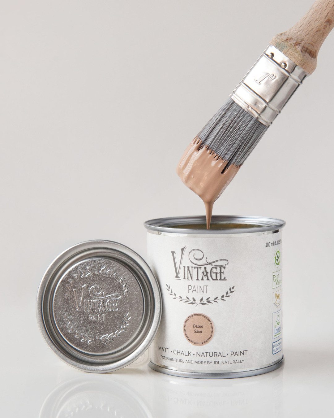 Vintage Paint Kreidefarbe Kreidefarbe Organic Vibes 200 ml matte Möbelfarbe 7 Naturtöne, VOC-arm ohne Ammoniak bleifrei vegan / tierversuchsfrei