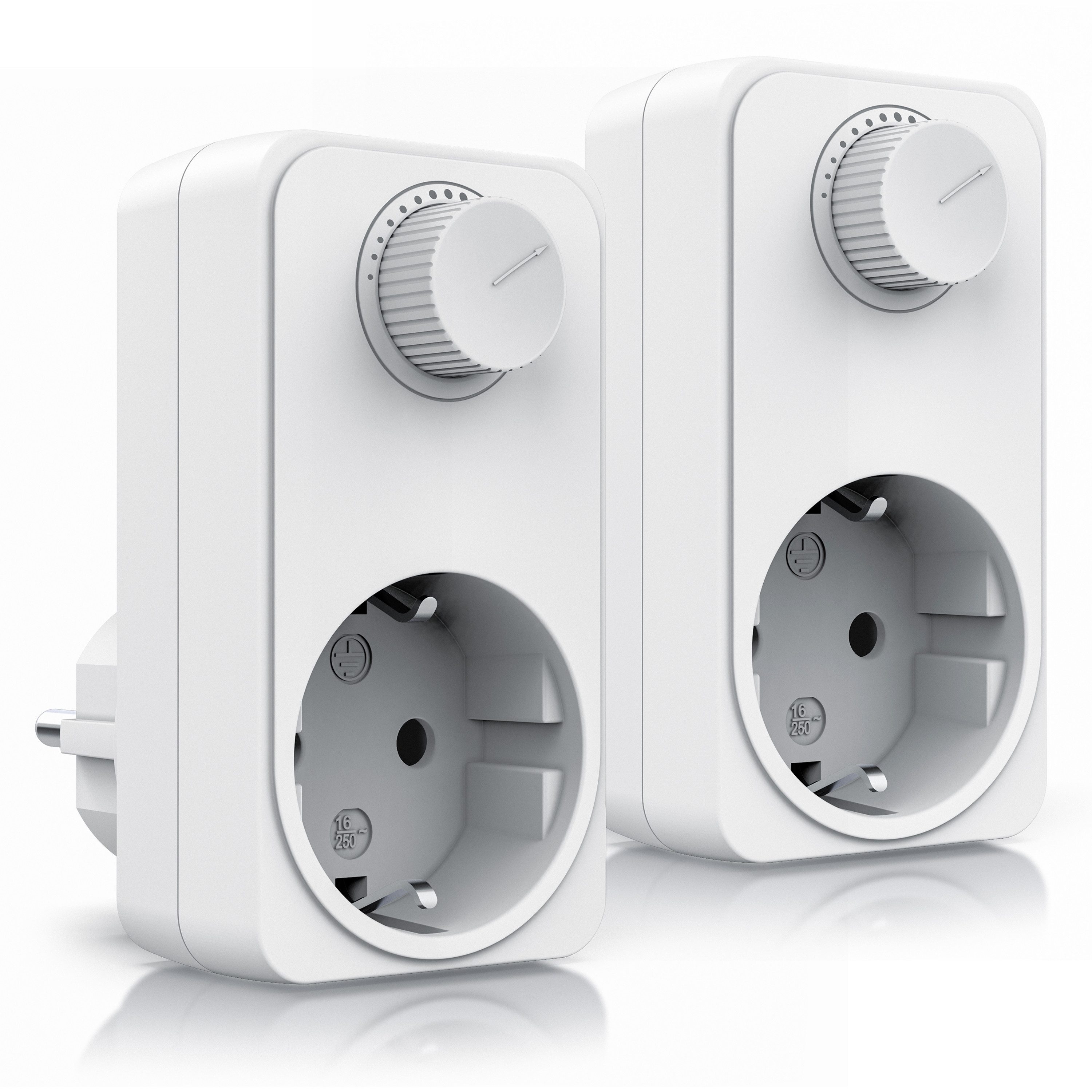 BEARWARE Drehdimmer Розеткиdimmer mit Drehregler, Universal Диммеры für die Steckdose (2-St), Dimmschalter von 20 - 400 W, für Glühlampen, Lampen Helligkeitsregler