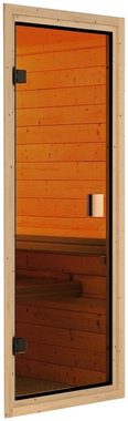 Karibu Sauna Soraja, BxTxH: 259 x 210 x 205 cm, 40 mm, (Set) 9-kW-Bio-Ofen mit externer Steuerung