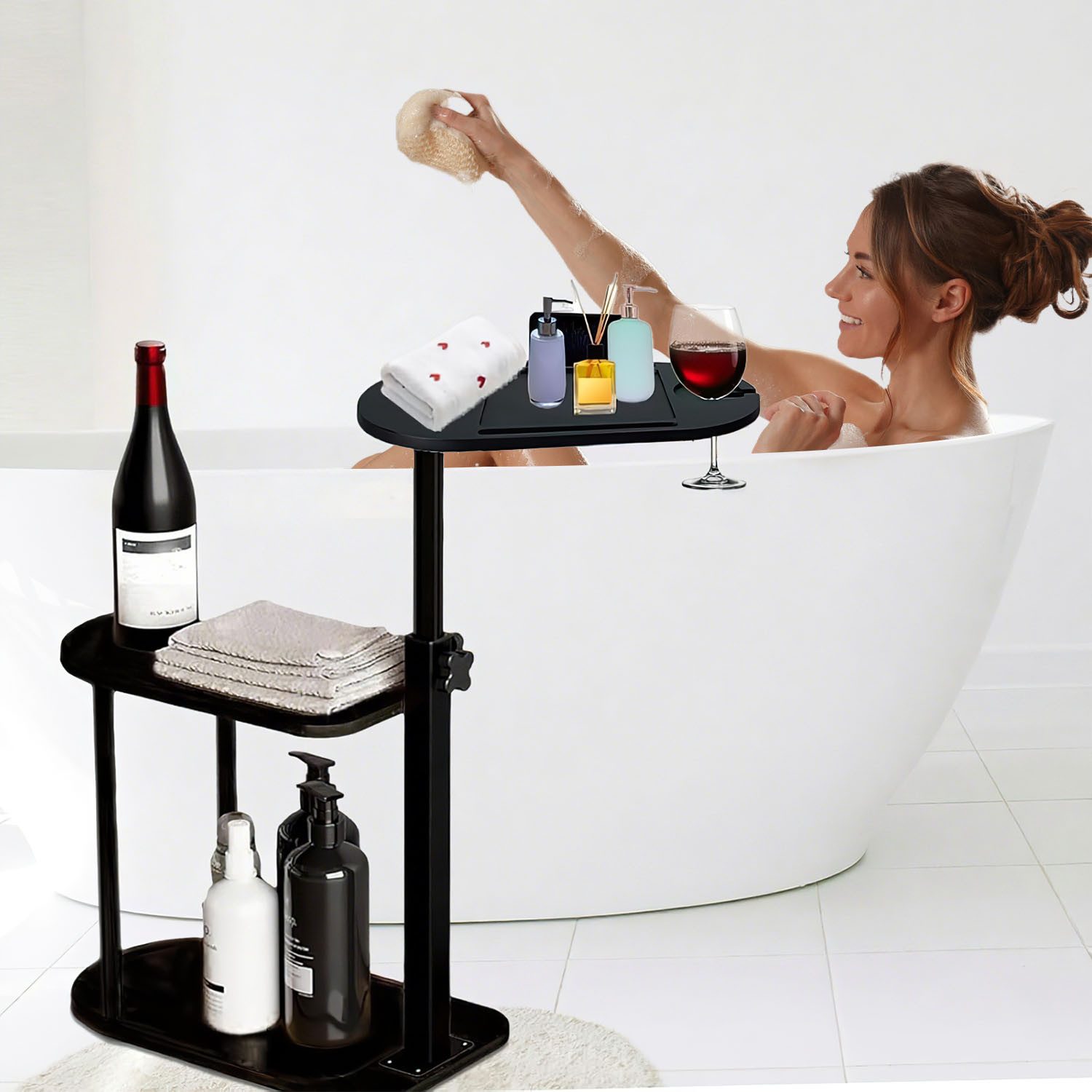 HEYHIPPO Duschregal Dreischichtiges Bambus-Lagerregal über dem Badewannen-B günstig online kaufen