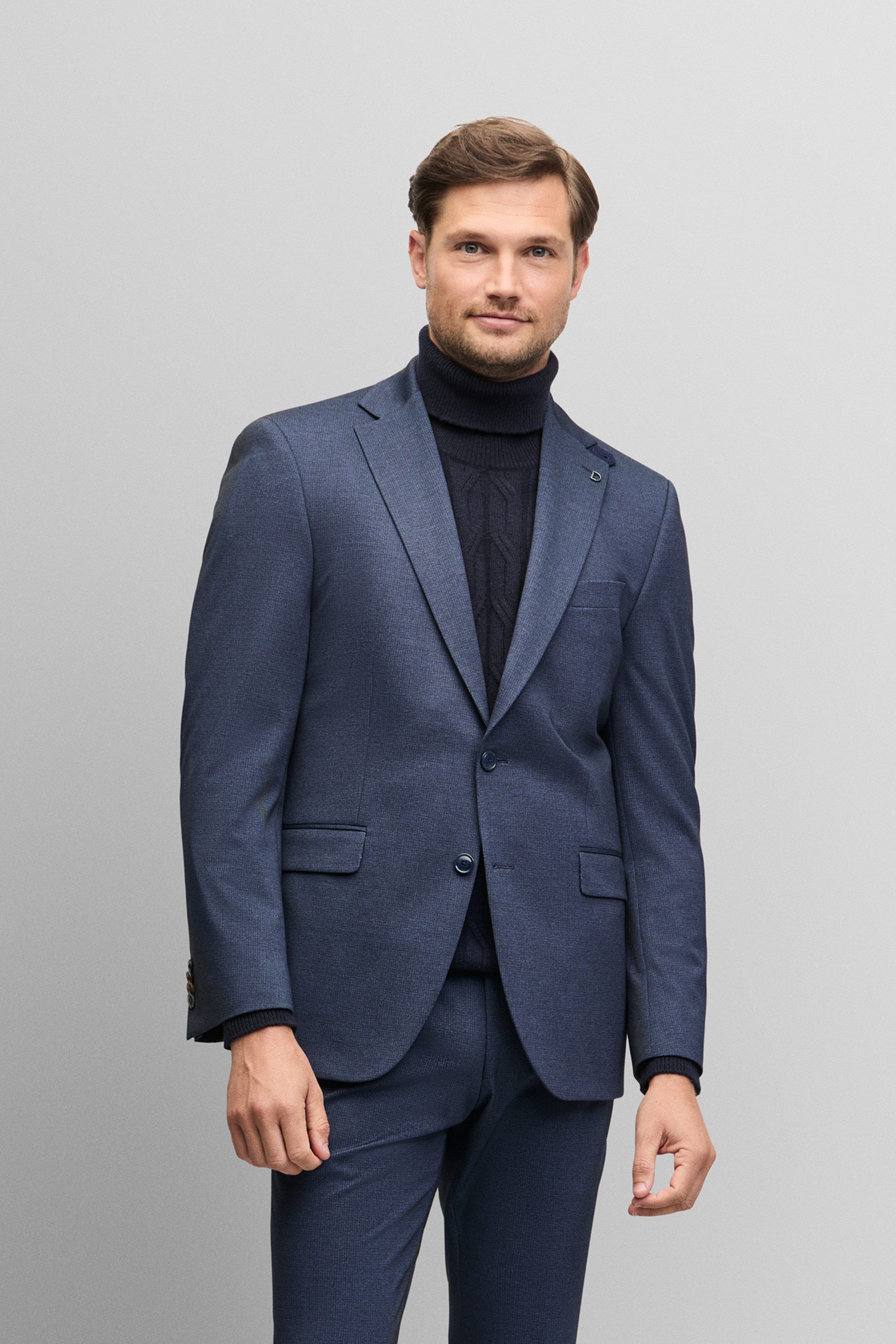 Digel Anzugsakko Ezzo-ST (1-tlg., Polyester-Viskosemix) Kissing Buttons, Abnehmbarer Revers-Pin