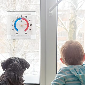 Retoo Fensterthermometer Fensterthermometer Fenster Thermometer Außenthermometer Fensterscheibe, Transparent selbstklebendes Fensterthermometer, Außenthermometer für das Fenster, Benötigt keine Stromversorgung, Präziser Messbereich, für Außen Innen