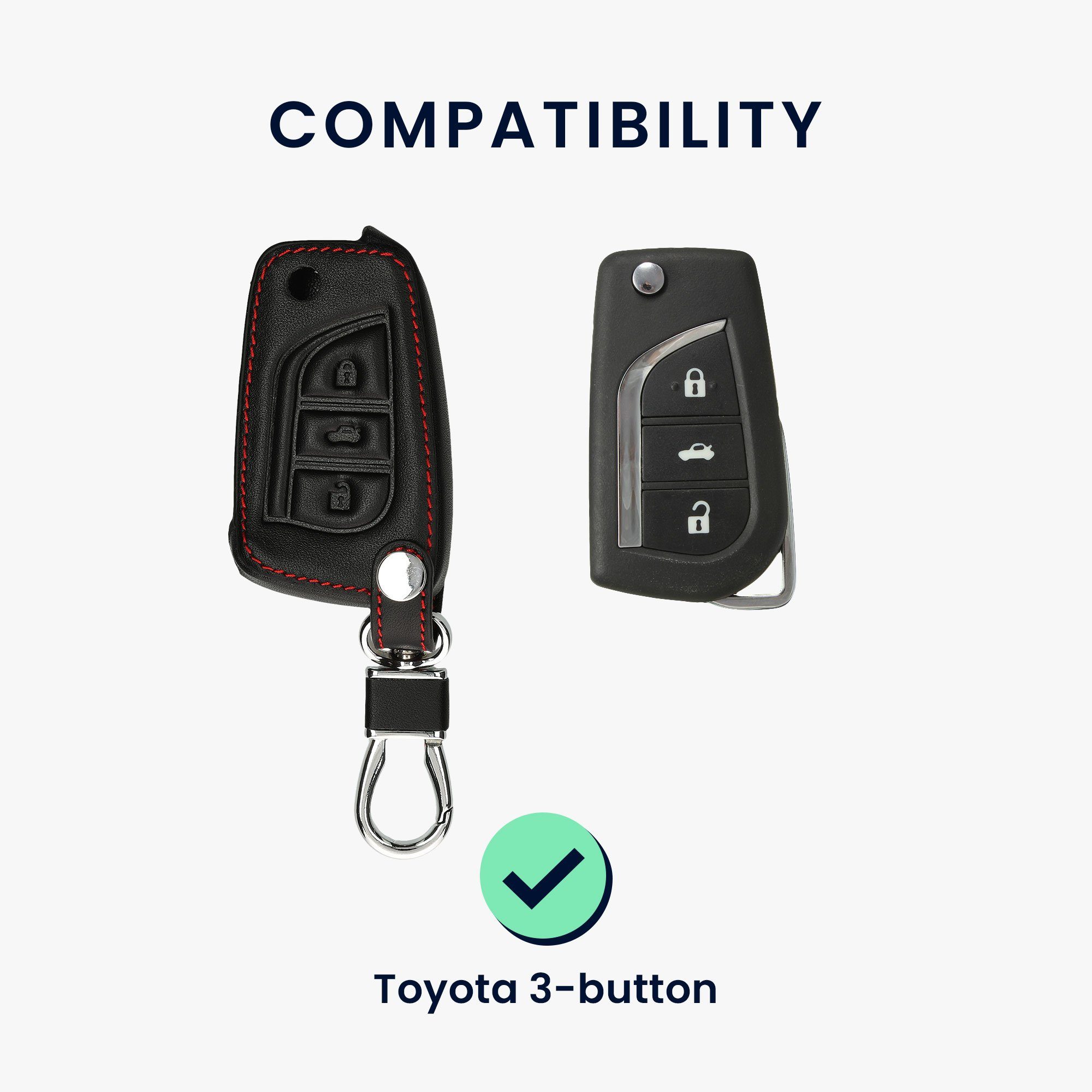 Hülle Schwarz Case Cover kwmobile Kunstleder Schlüsseltasche Toyota, für Autoschlüssel Schlüssel Schlüsselhülle