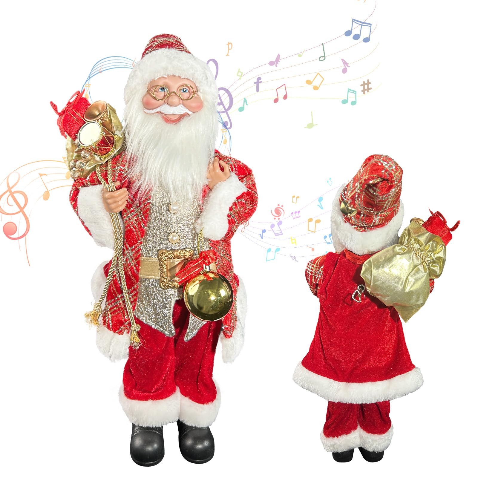 Weihnachtsmann Weihnachtsmann-Figur mit Geschenksack stehende Tischdeko 32 x 18 x 8cm