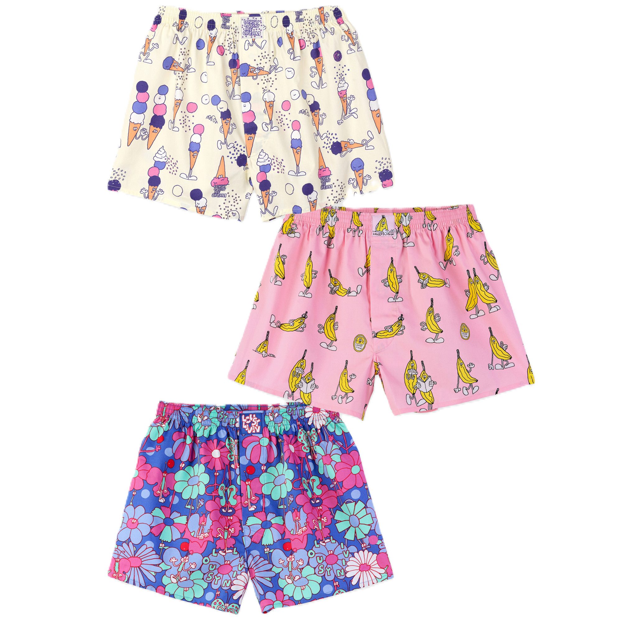 Lousy Livin Boxershorts Lousy Livin 3Pack Boxershorts Blossom (Banana, Icec günstig online kaufen