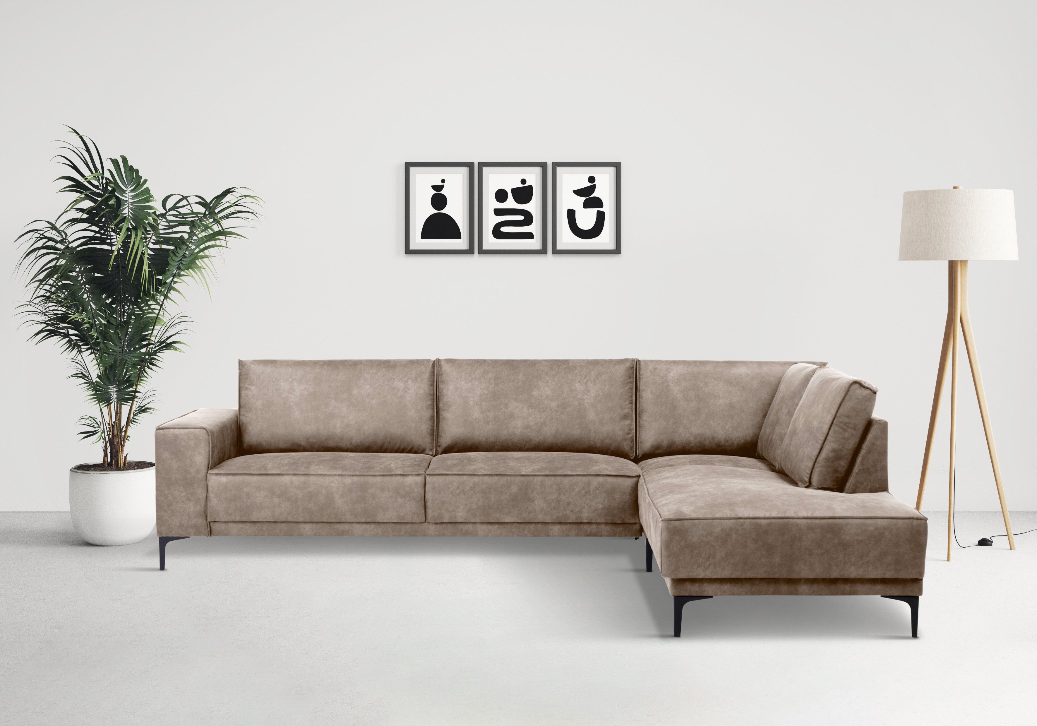 OTTO home Ecksofa "Polsterecke Oland, Struktur, Flachgewebe, Luxus-Microfas günstig online kaufen