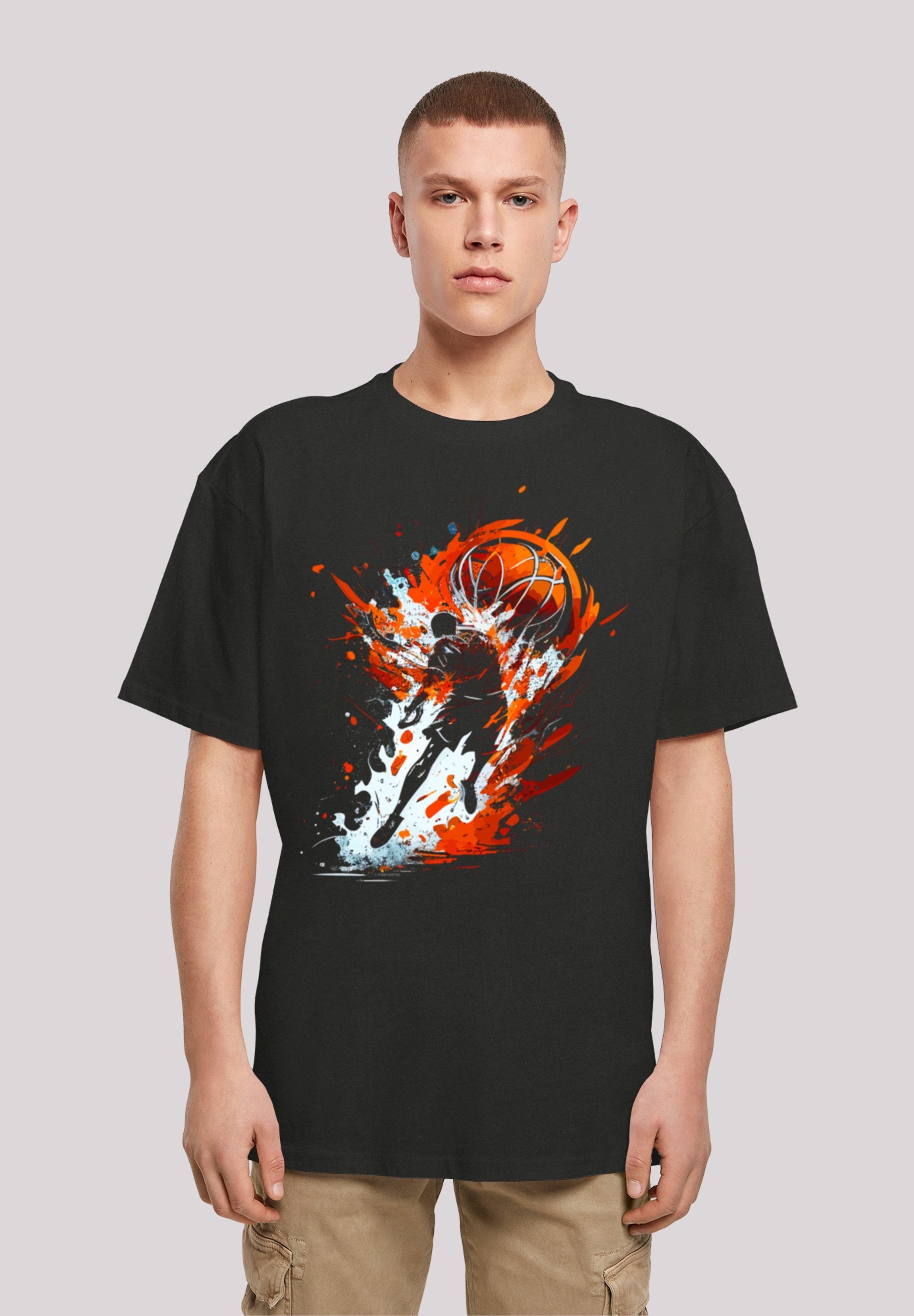 F4NT4STIC T-Shirt Basketball Splash Sport OVERSIZE TEE Print schwarz