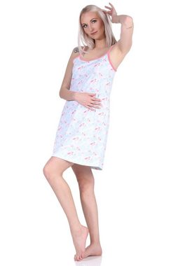 Normann Nachthemd Edles Damen Spaghetti-Träger Nachthemd mit Flamingo Motiv