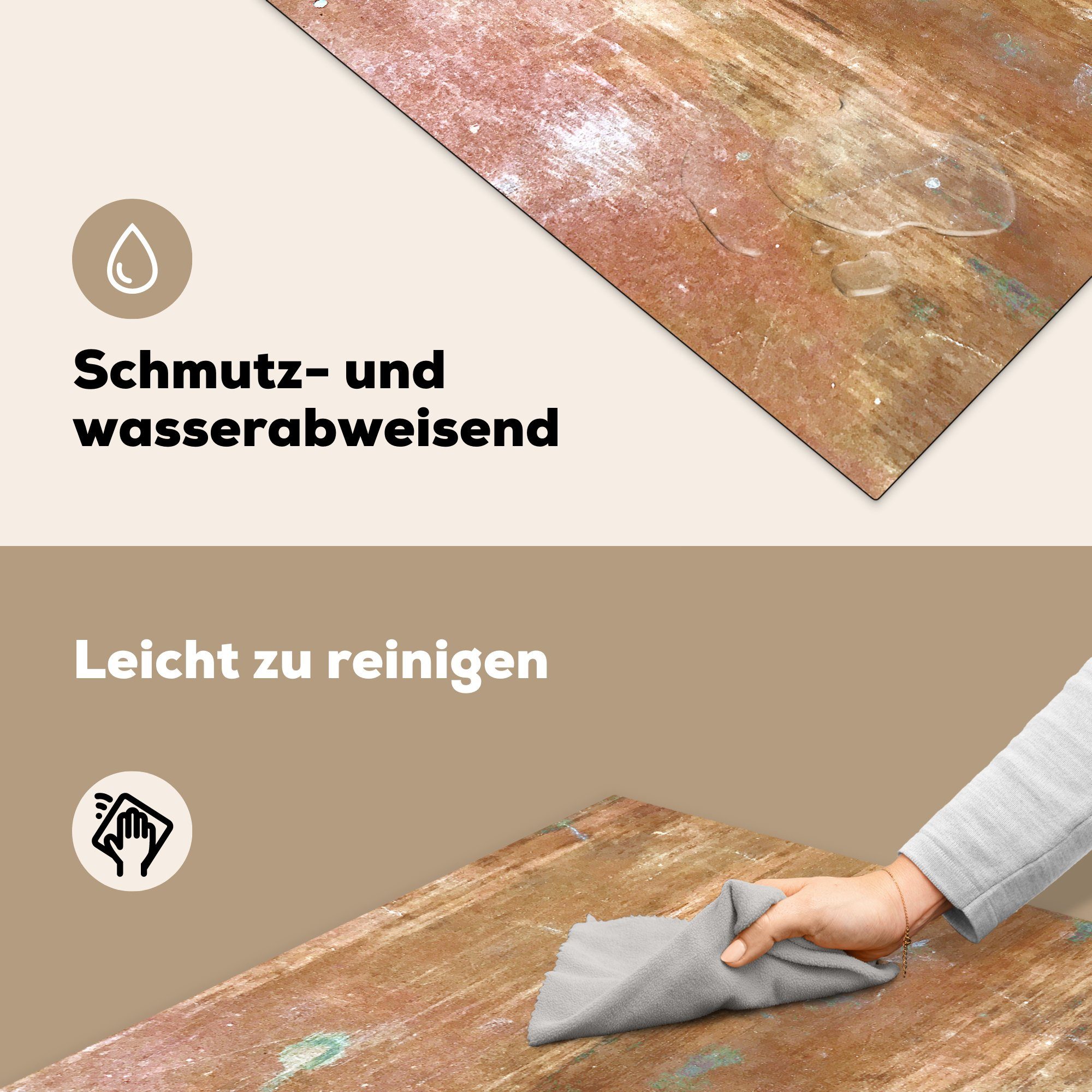 - Bronze cm, Vinyl, Metall, Arbeitsplatte Ceranfeldabdeckung, für tlg), MuchoWow - küche 78x78 Rost (1 Herdblende-/Abdeckplatte