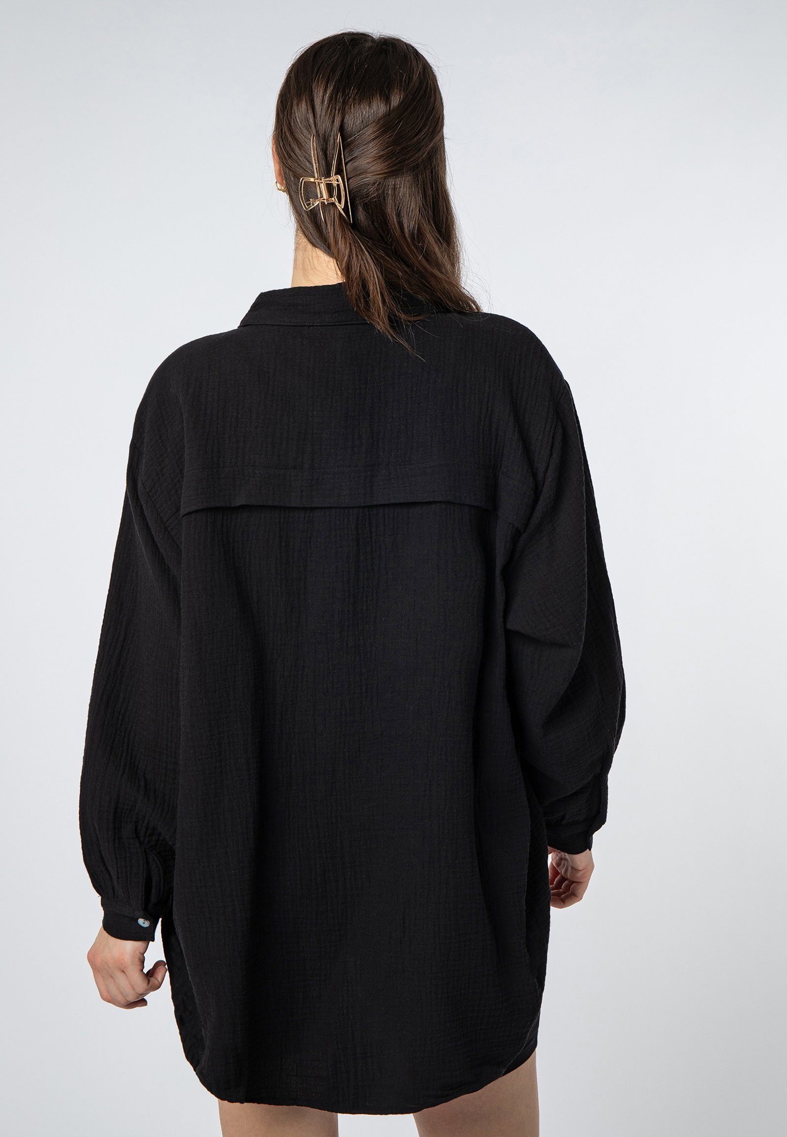 SUBLEVEL Langarmbluse Damen Musselinbluse langarm mit Kentkragen Oversizebl günstig online kaufen