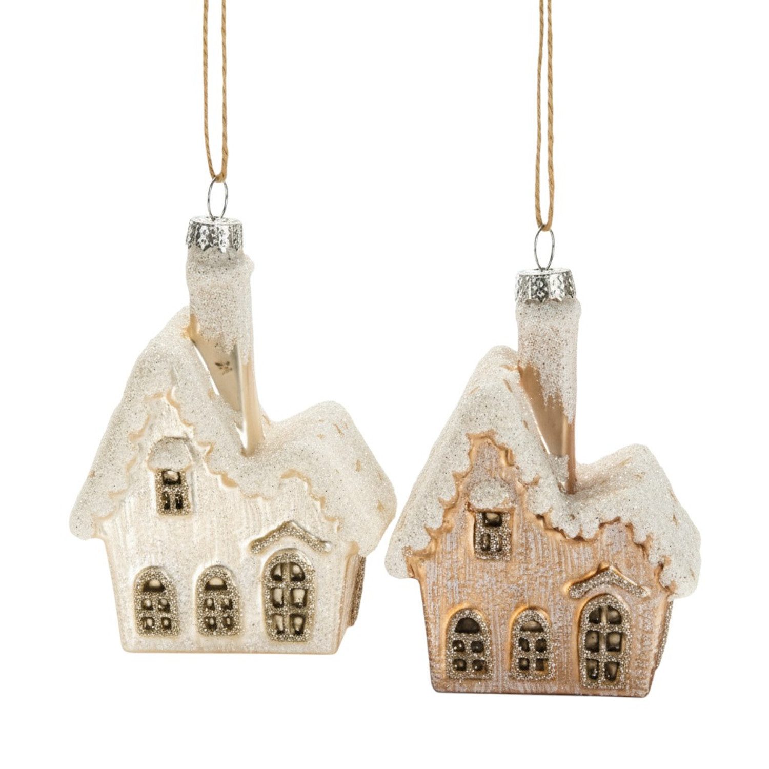 Macosa Home Christbaumschmuck Christbaumhänger 2er Set Silber Beige Glitzer günstig online kaufen