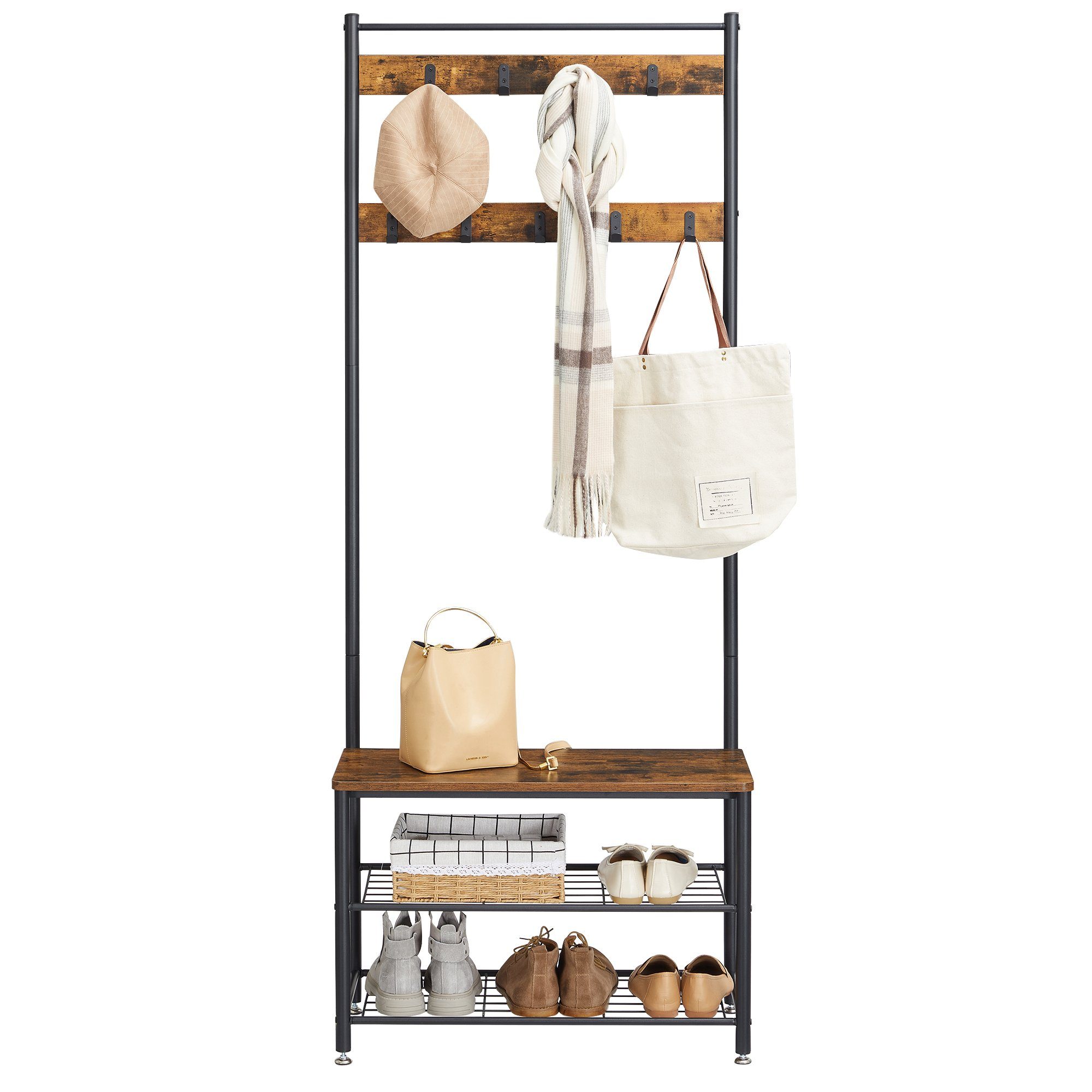 VASAGLE Garderobenständer Garderobe, Kleiderständer, mit Schuhbank, 3-in-1 günstig online kaufen