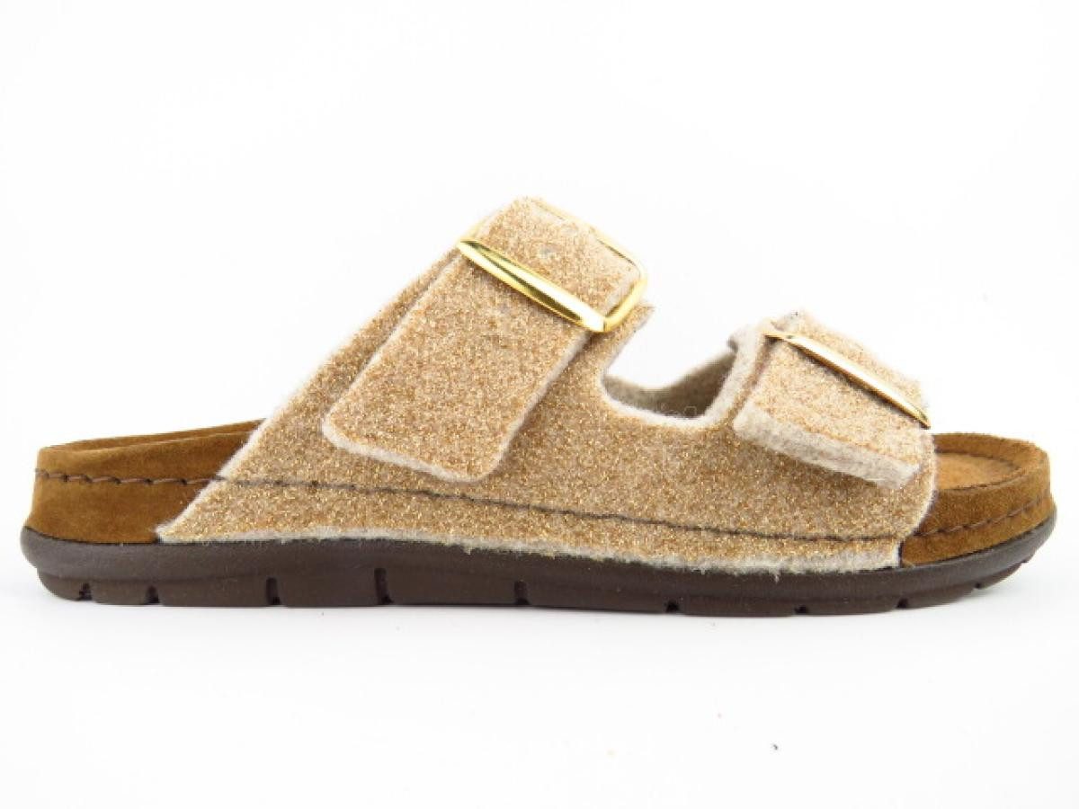 Softfilz leinen/gold Pantolette