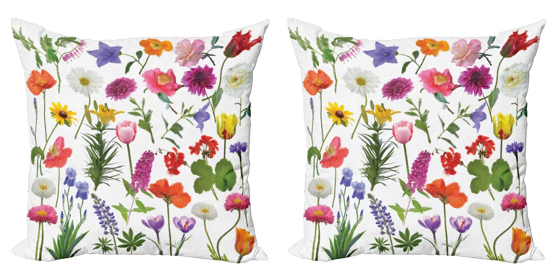 Kissenbezüge Modern Accent Doppelseitiger Digitaldruck, Abakuhaus (2 Stück), Blume Farbige Rosen Tulpen | Kissenbezüge