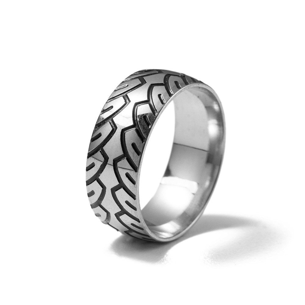Firetti Fingerring Schmuck Geschenk Edelstahl Damenring Herrenring Autoreifen-Spur, Made in Germany