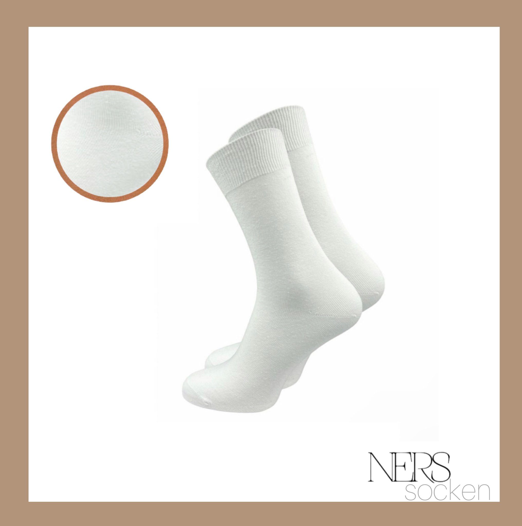 NERS Basicsocken für Damen und Herren aus 100% Baumwolle ohne Gummidruck (6-Paar, 12 Paar) für Business und Freizeit socken. Ohne drückende Naht Weiß