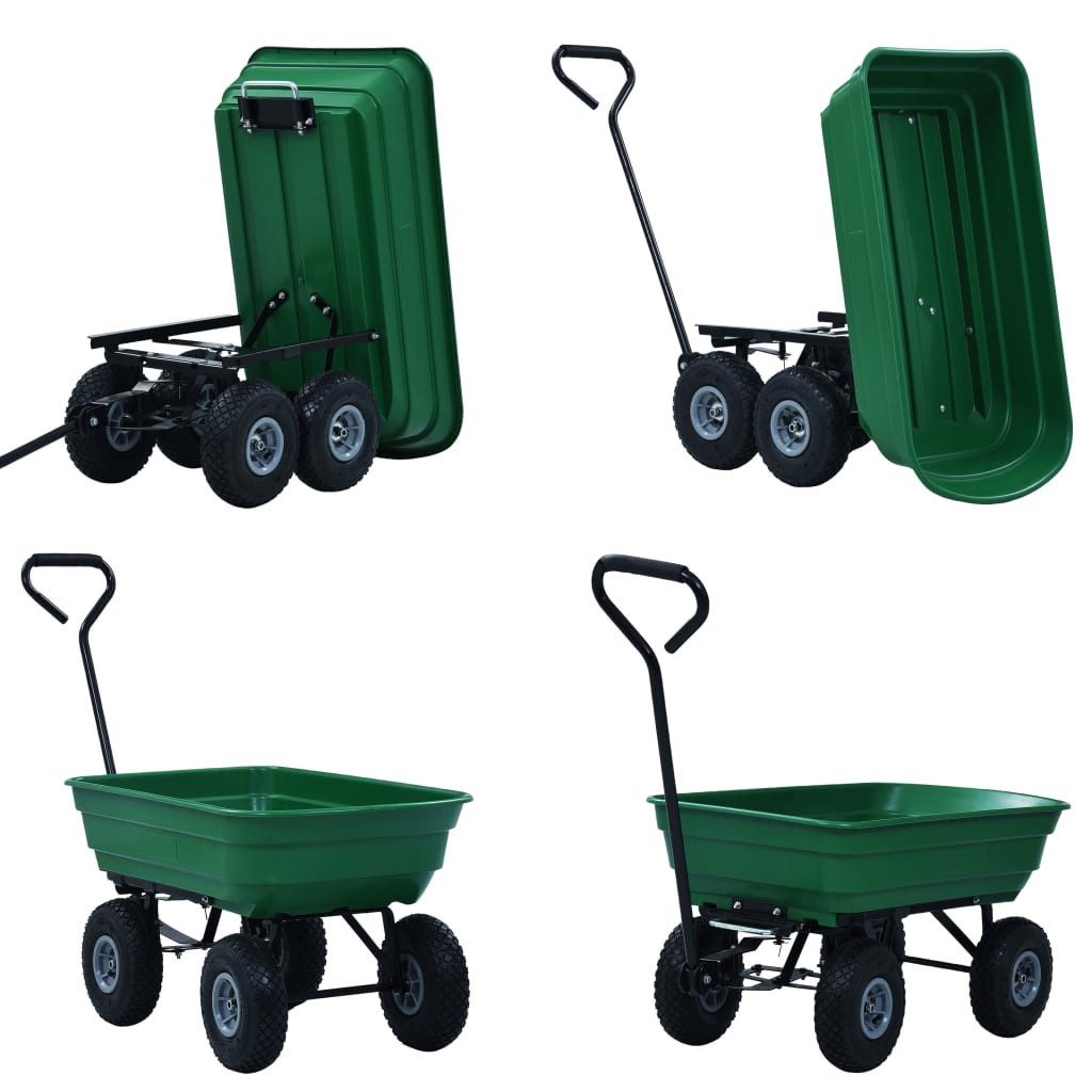 vidaXL Rollwagen Garten-Kippwagen 300 kg 75 L Grün, (1 St)