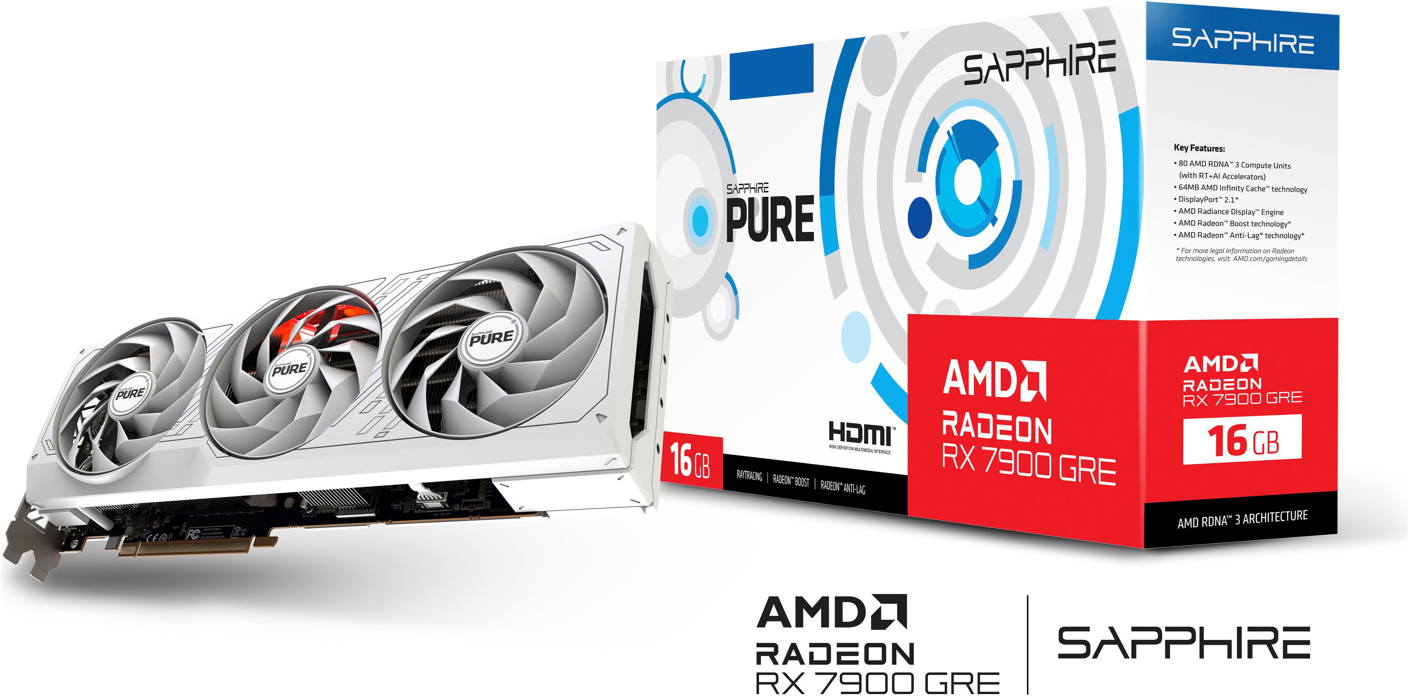 Sapphire AMD Radeon™ RX 7900 GRE Grafikkarte (16 GB, GDDR6)