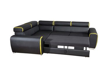 JVmoebel Sofa Schwarzer Designer Ecksofa L-Form Sofa mit Bettfunktion Schlafsofa, Made in Europe